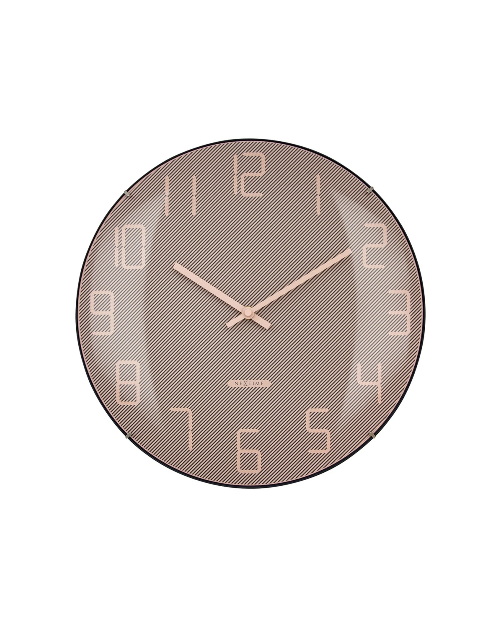 1 NEXTIME 35cm Shade Wall Clock Silent Sweep Dome Glass Cover Retro Digital - Pink, 1 of 5