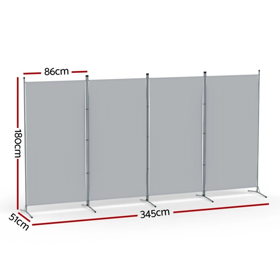 2 Artiss 4 Panel Room Divider Screen 345x180cm Fabric - Grey, 2 of 8