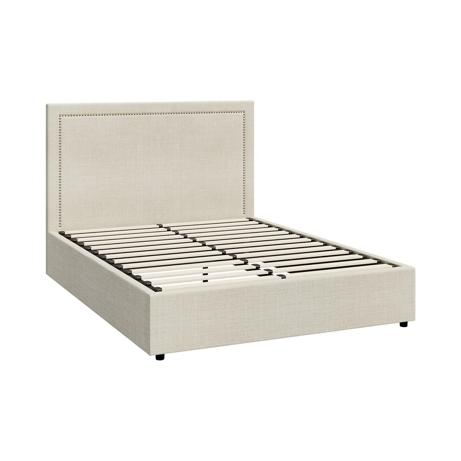 1 Oikiture Double Bed Gas Lift Bed Frame
 - Beige, 1 of 10