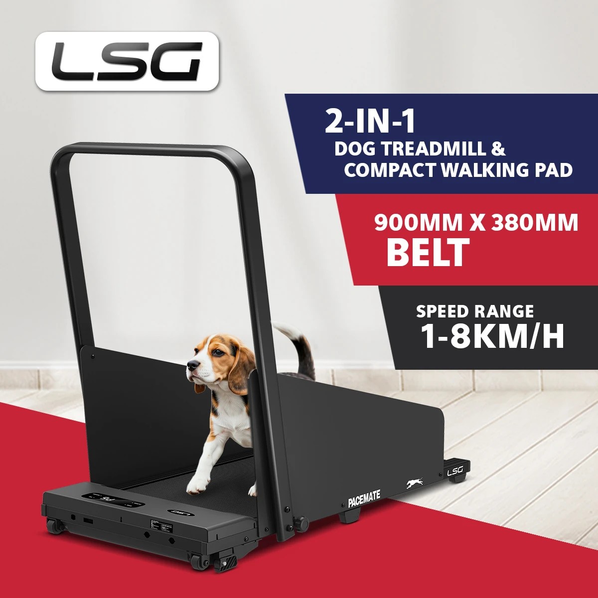 2 LSG PaceMate 2-in-1 Dog Treadmill & Walking Pad - Black, 2 of 9