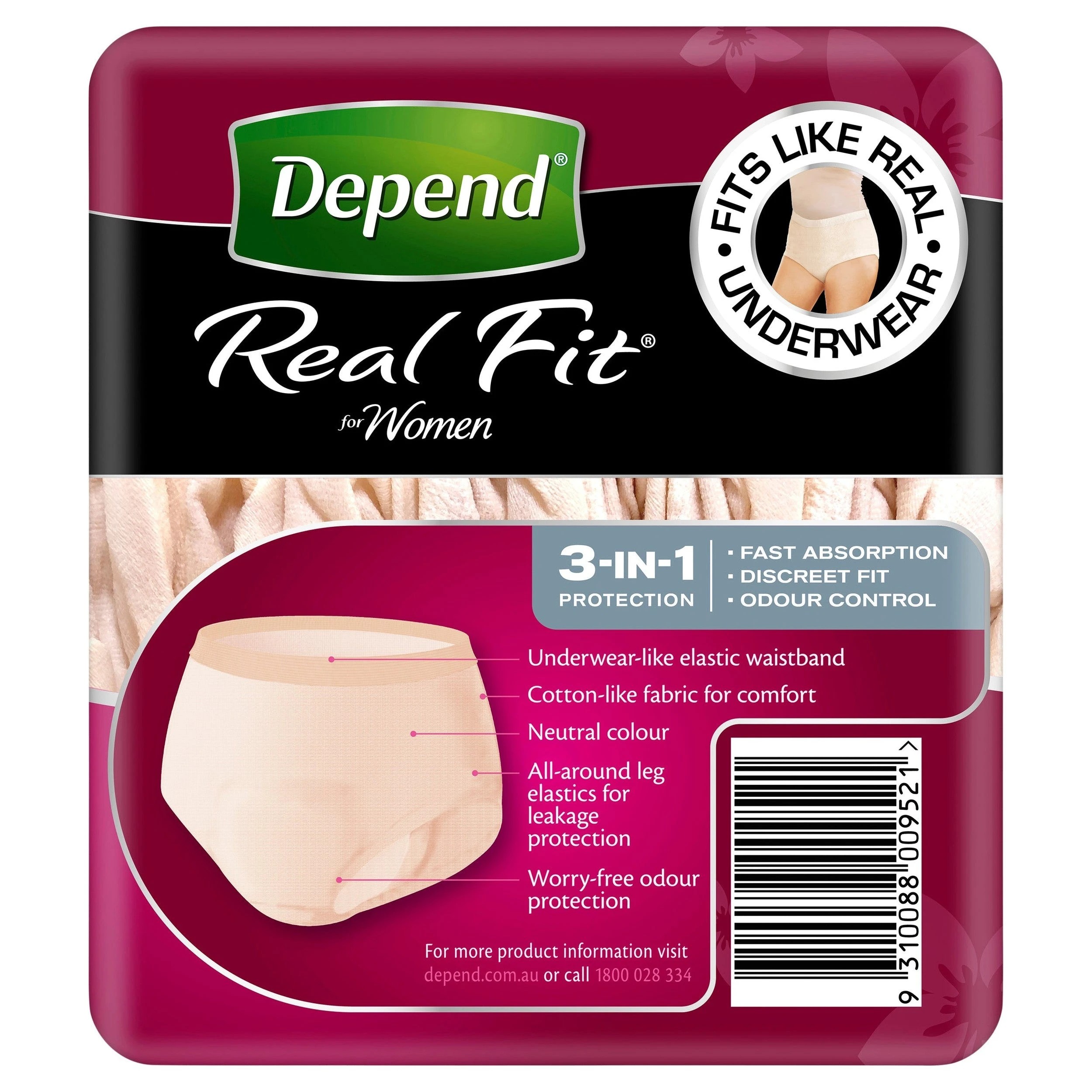 3 Depend Women Real Fit Underwear Regular Large 8 Pack, 3 of 3