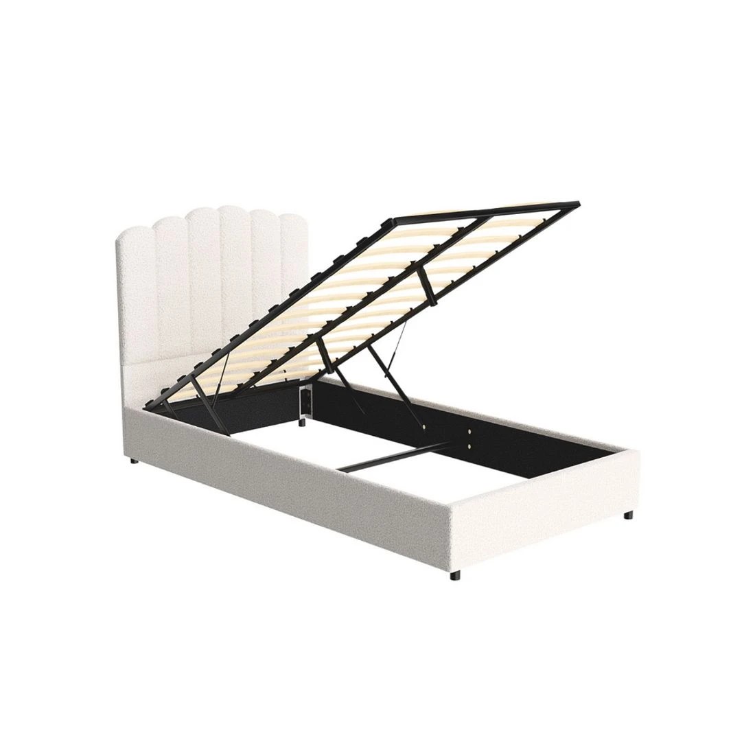 3 Artiss Bed Frame King Single Size Boucle - White, 3 of 5