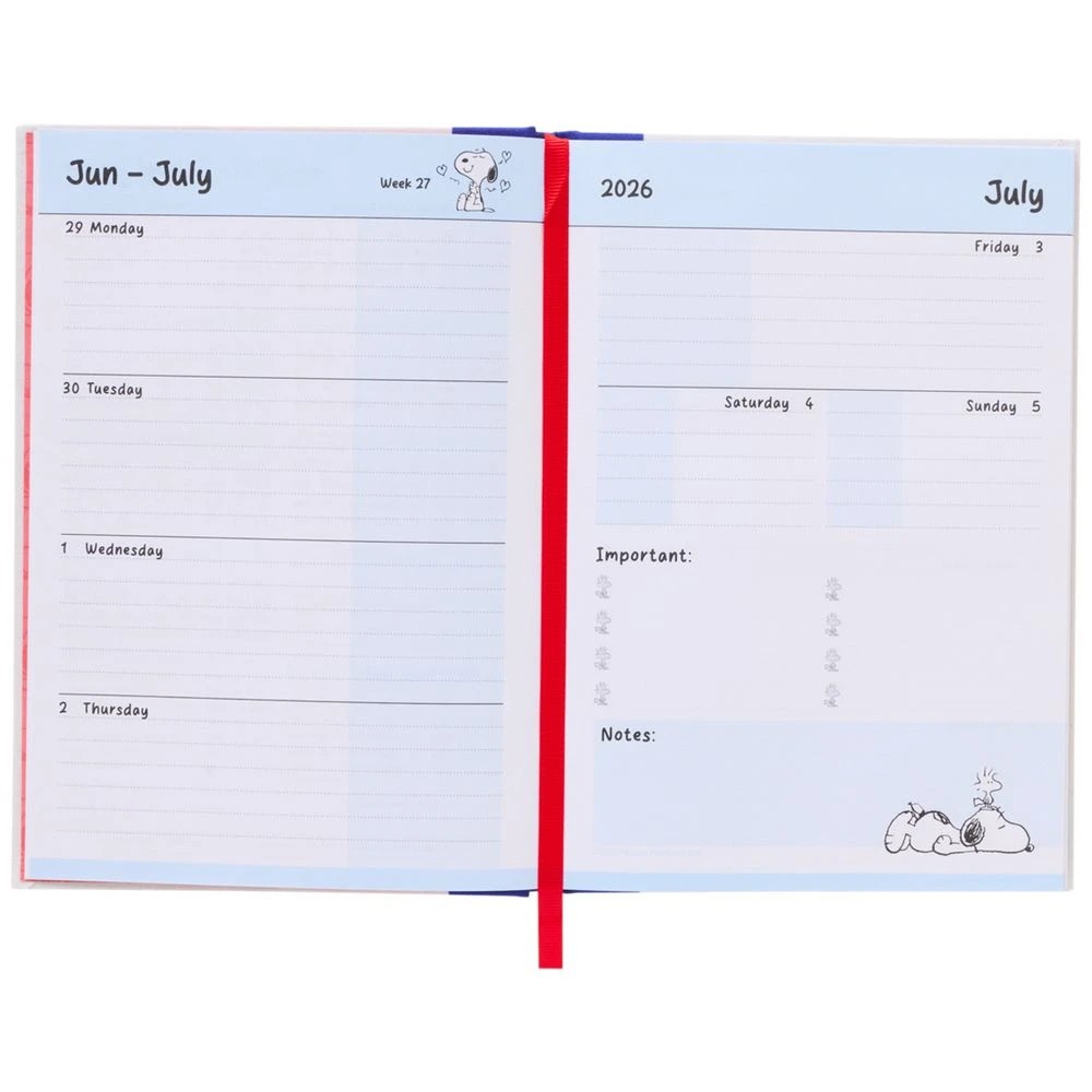 5 Peanuts Snoopy A5 Week to View FY2026/2027 Diary, 5 of 5