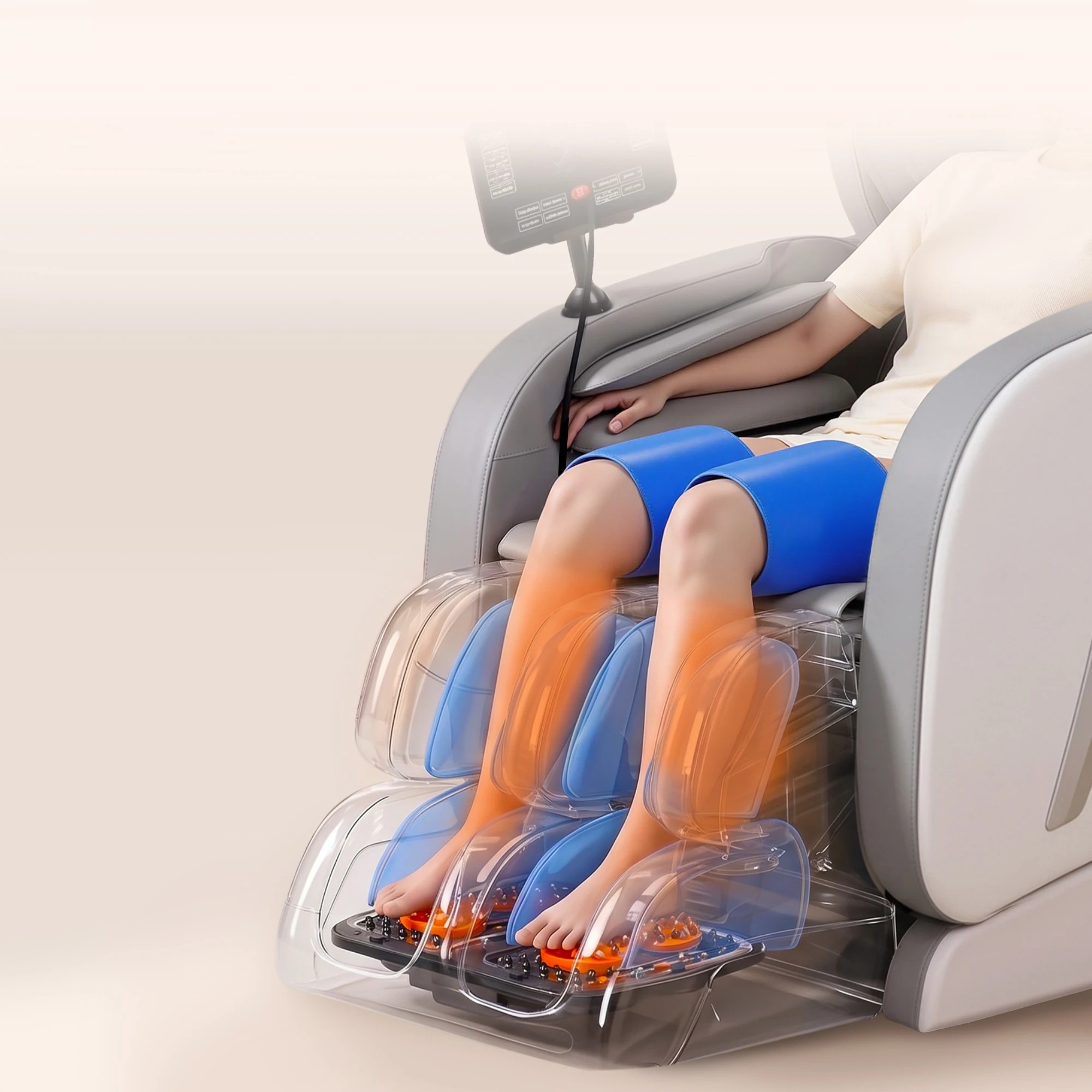 7 Livemor Full Body Massage Chair VEGA, Foot Roller, Waist & Calf Heat, Recliner, Airbags Compression - Grey, 7 of 10