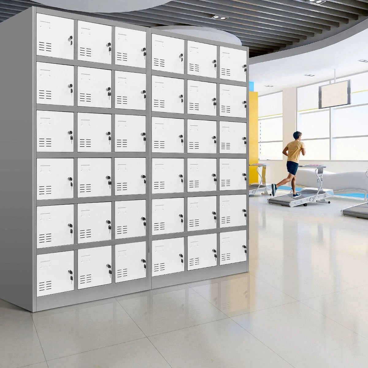 2 Ausway 18 Doors Metal Steel Locker Storage Cabinet Gym Office School, 2 of 7