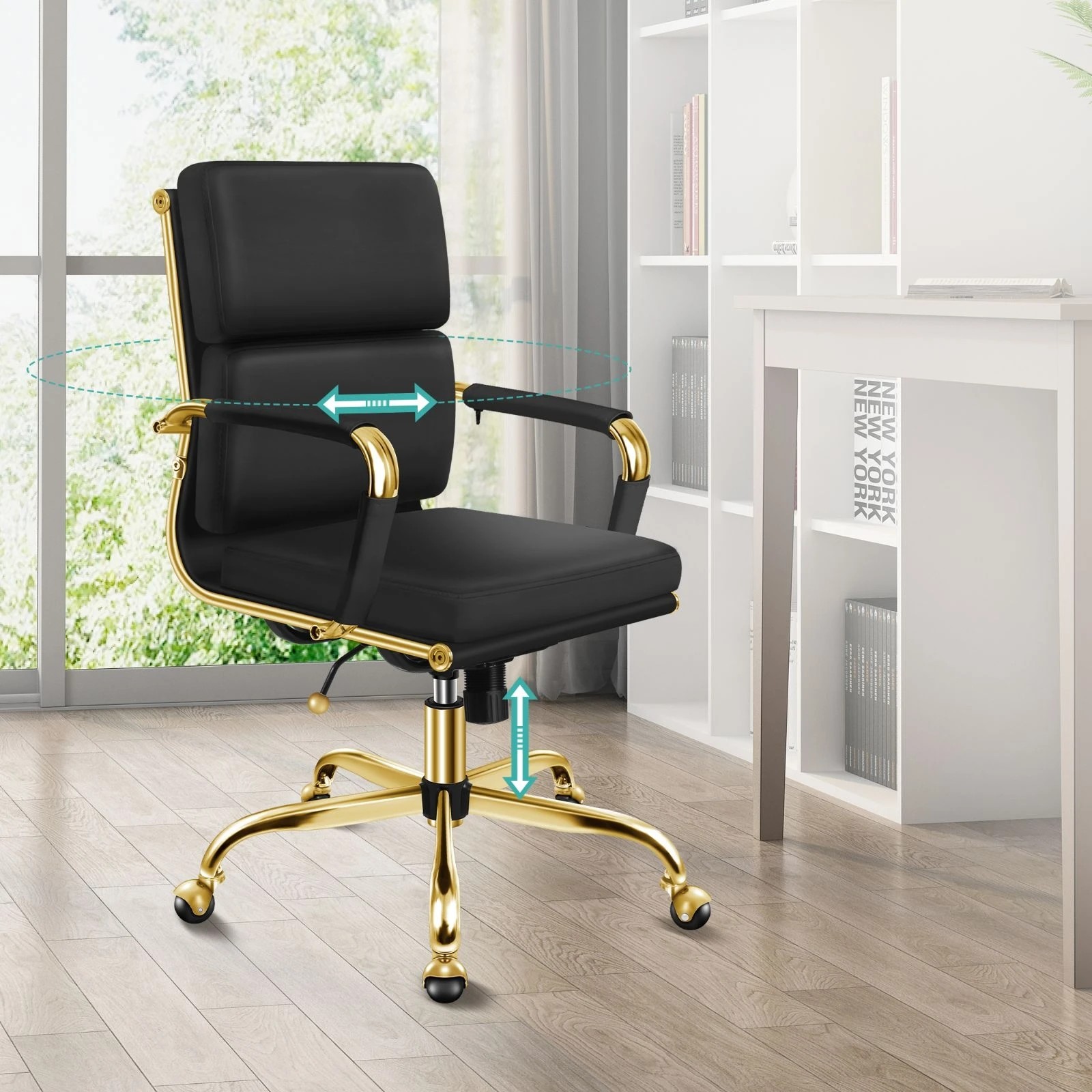 3 Alfordson Office Chair Ergonomic Paddings Executive Computer Work Seat Mid Back - Black, 3 of 10