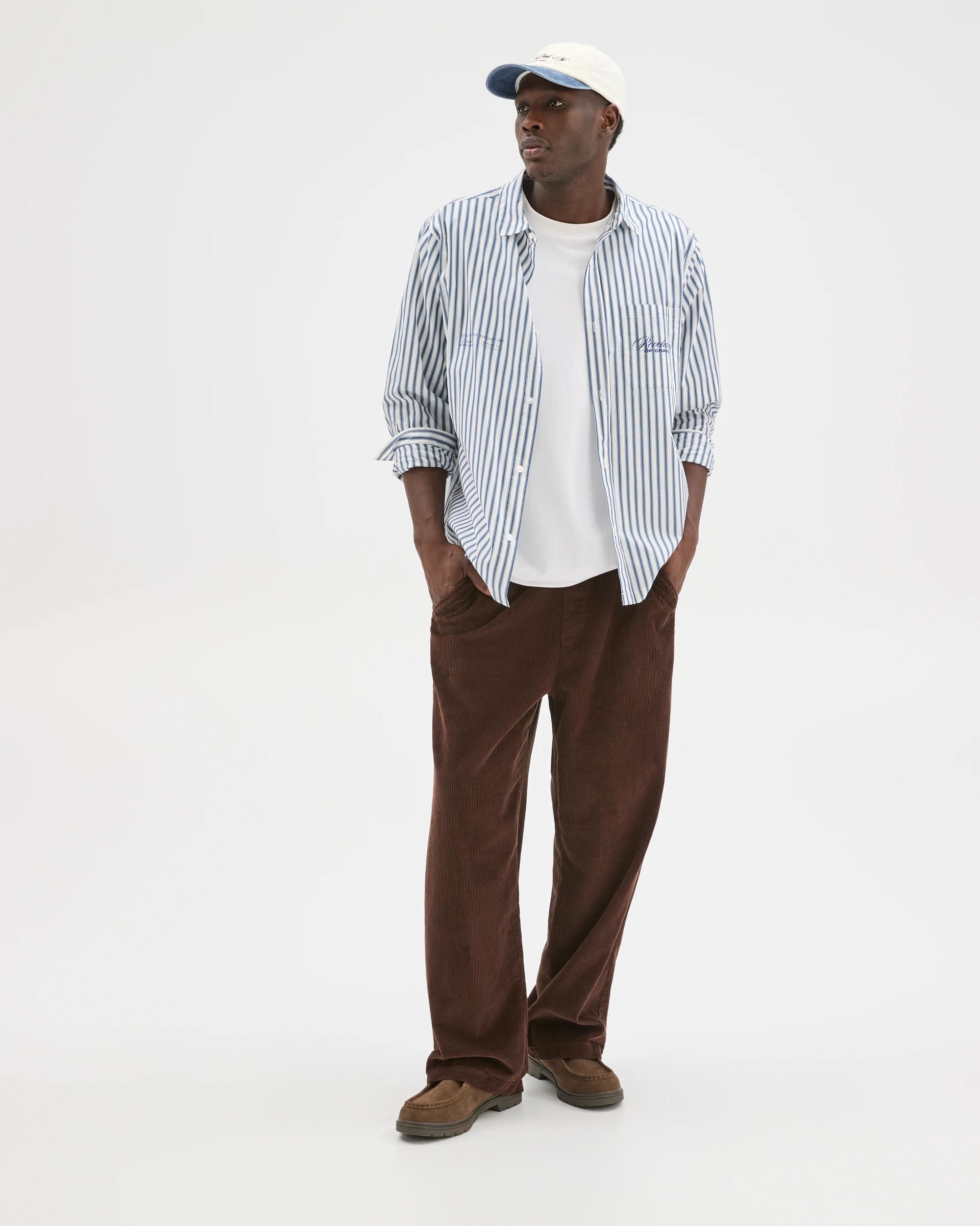 1 Commons Australian Cotton Elastic Waist Loose Fit Corduroy Pants CHOCOLATE BROWN, 1 of 6
