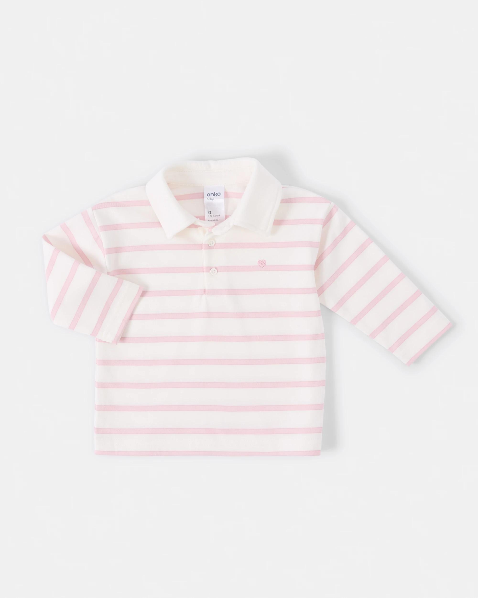 1 Australian Cotton Rugby Top Pink Strp, 1 of 3