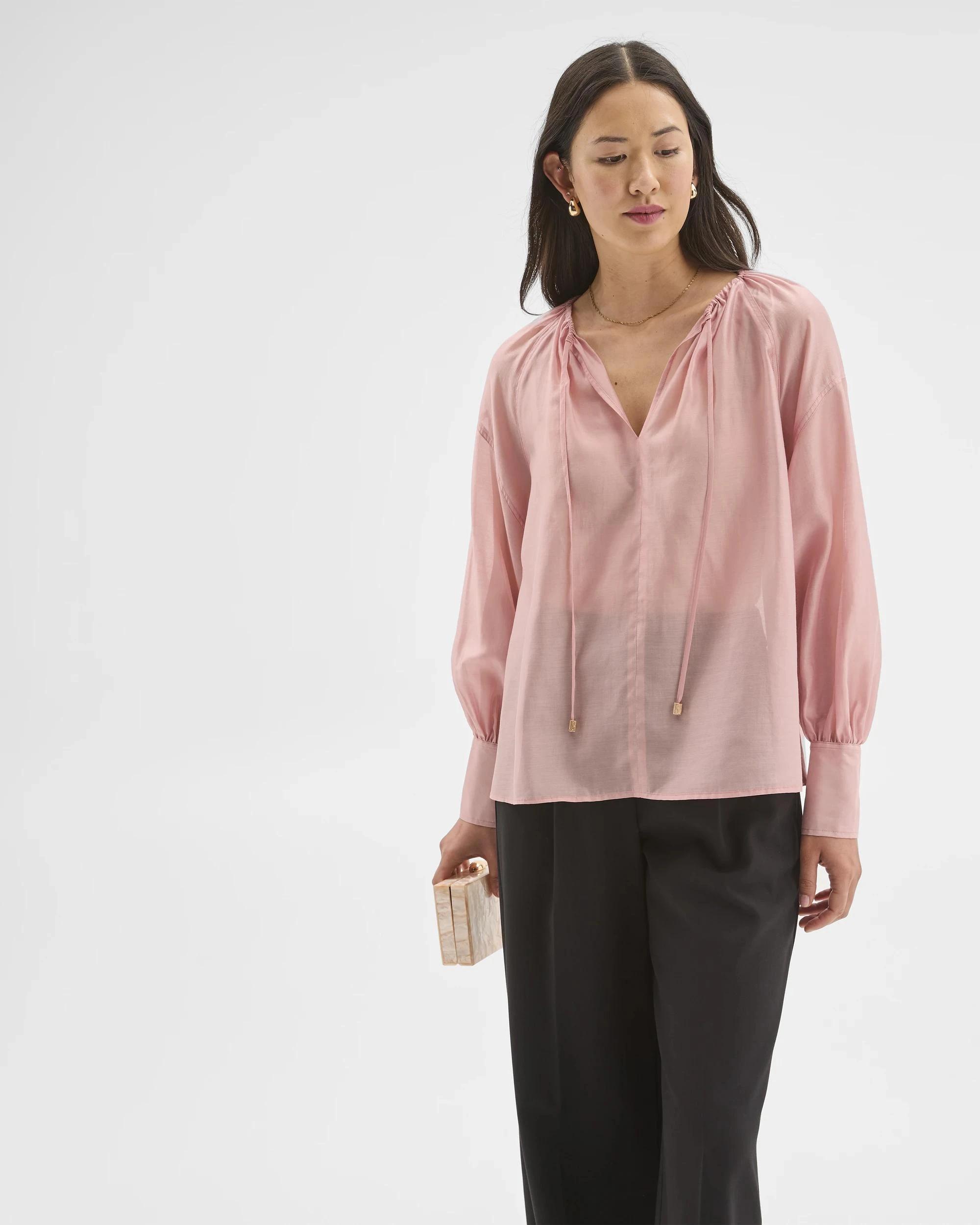 3 Preview Long Sleeve Blouson Blouse BLUSH PINK, 3 of 8