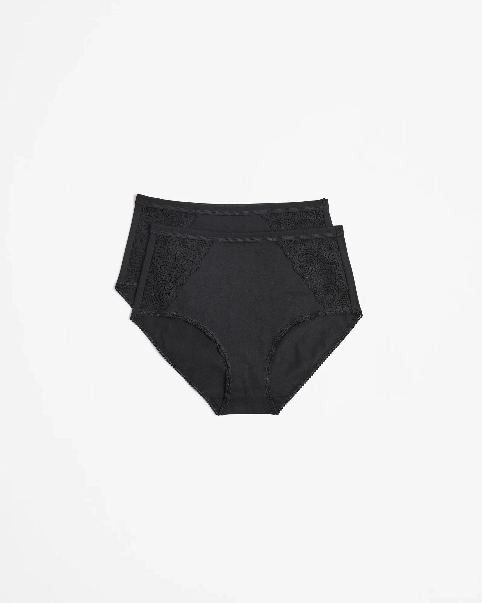 1 Target Woman Australian Cotton and Lace 2 Pack Full Briefs BLACK, 1 of 4