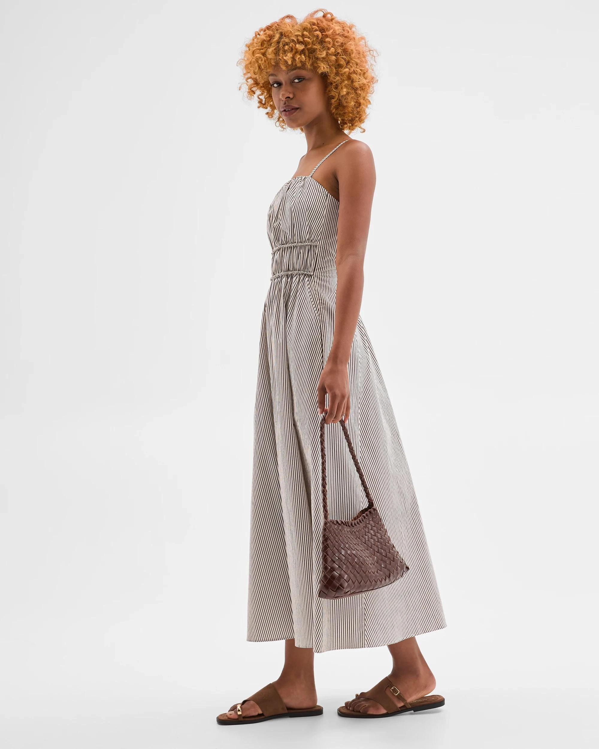 2 Target Petites Petites Australian Cotton Channel Tie Maxi Dress BURNETTE/WHITE STRIPE, 2 of 5