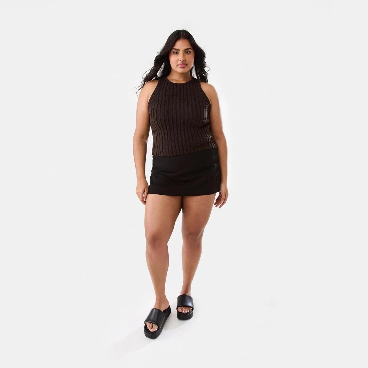 4 Linen Blend Mini Skort BLACK, 4 of 10