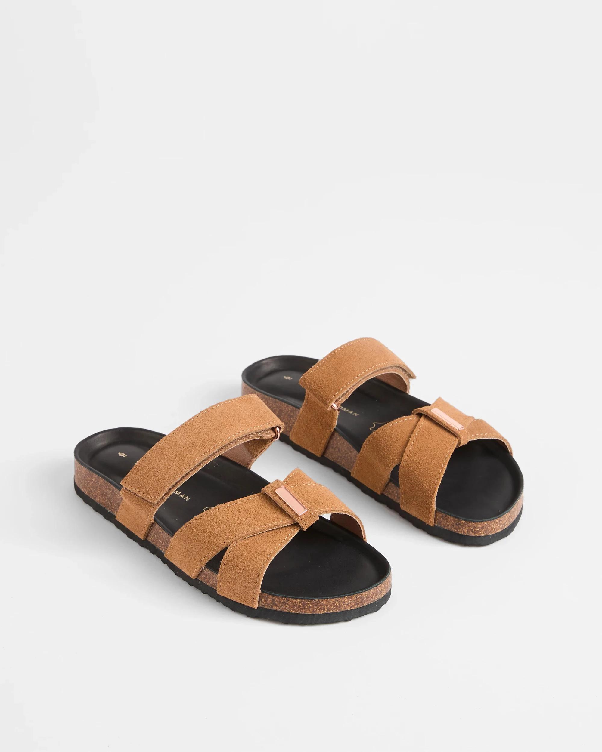 3 Target Womens Cross Strap Leather Moulded Cork Sandal TAN, 3 of 3