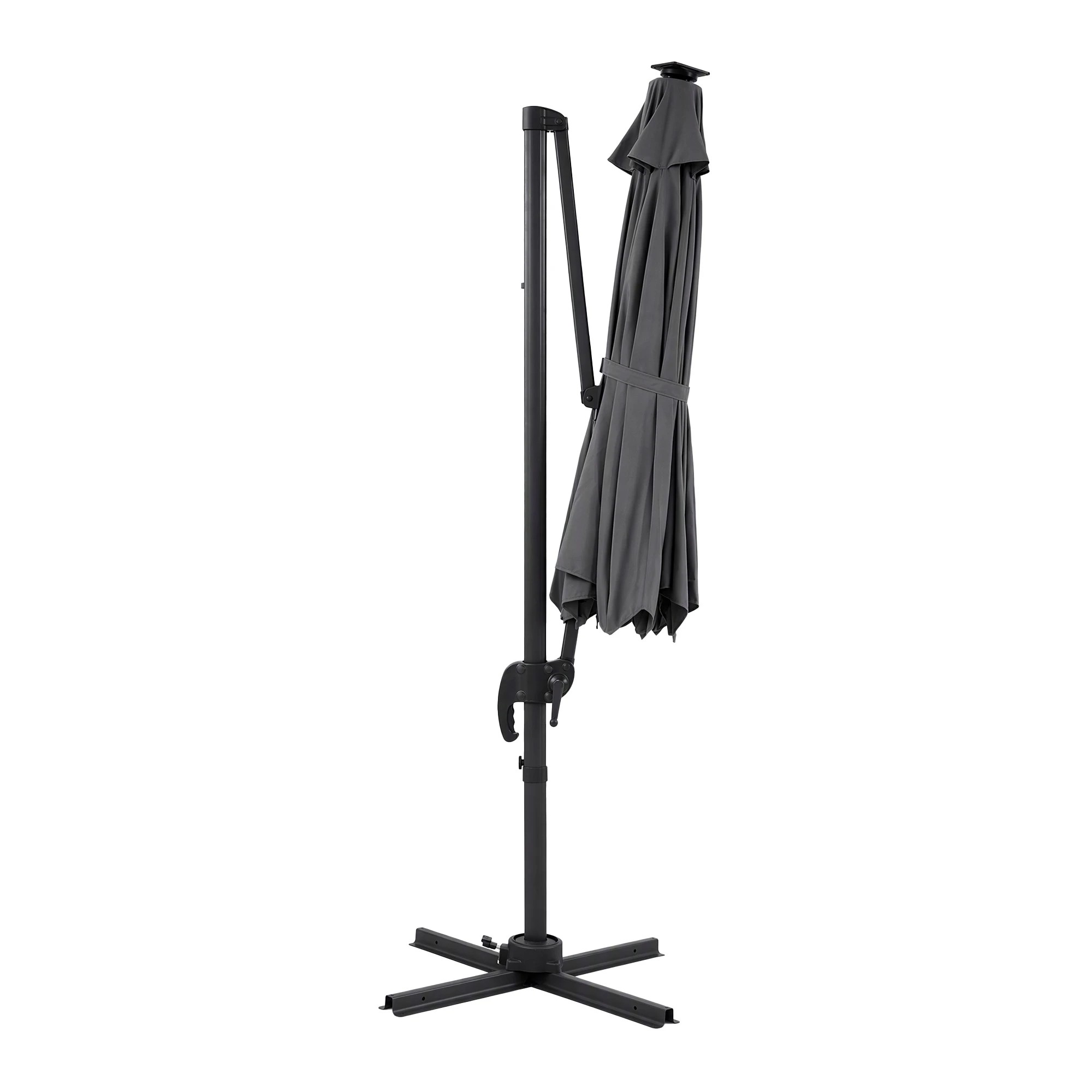 3 Instahut Outdoor Umbrella 3m Solar LED Offset Cantilever Patio Parasol - Charcoal, 3 of 10