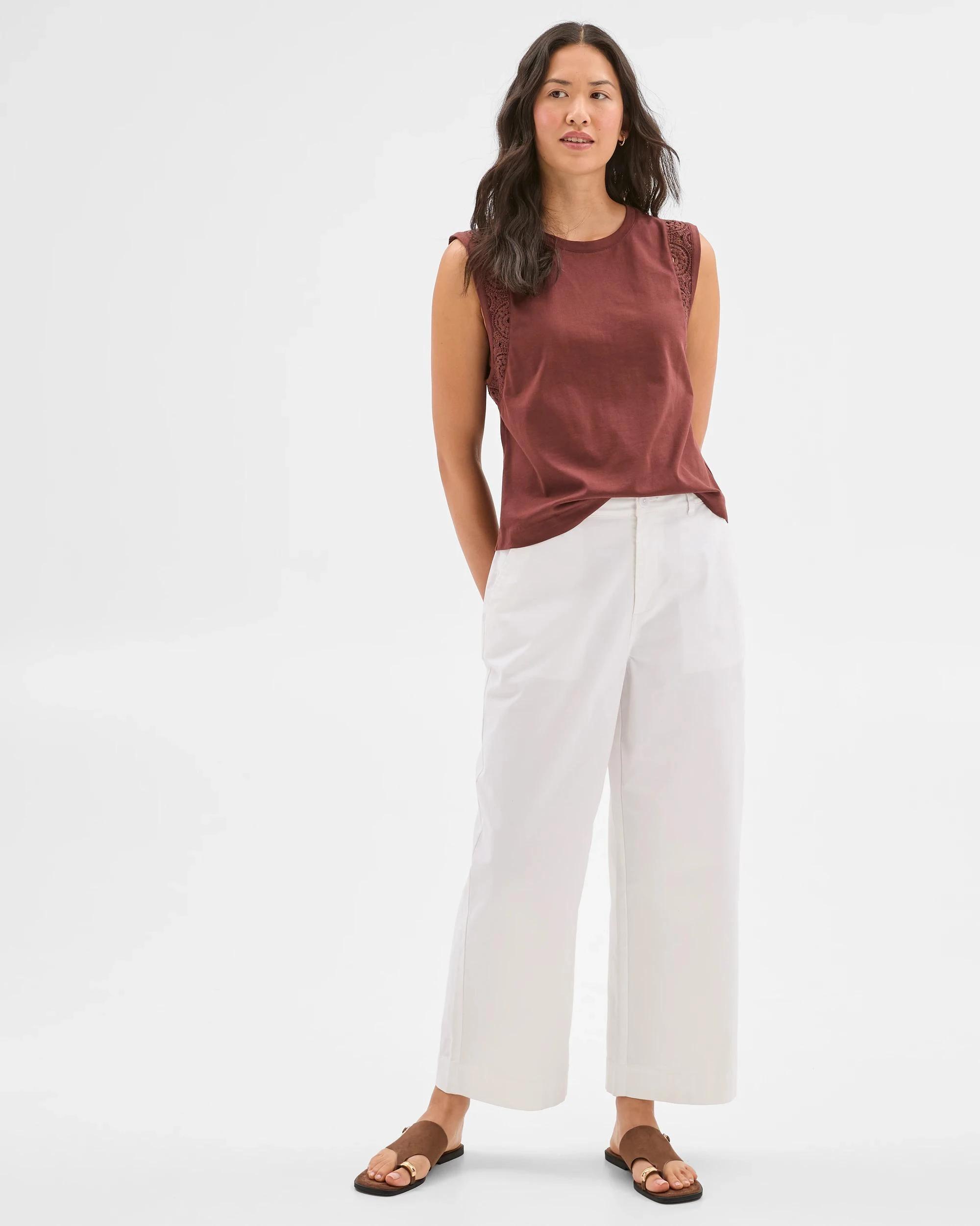 1 Target Australian Cotton Sleeveless Crochet Tank Top REDWOOD, 1 of 4