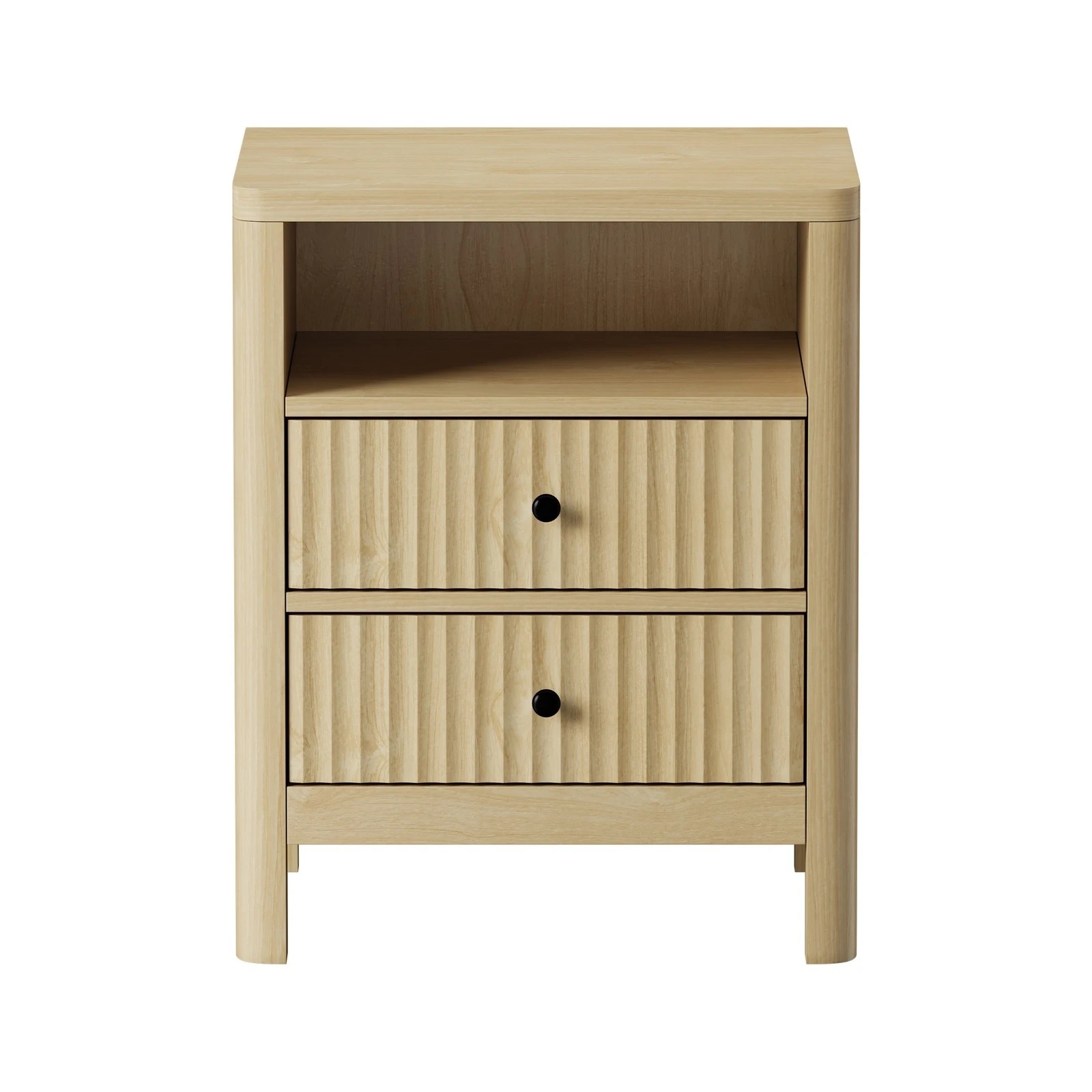 7 Oikiture 2x Bedside Table 2 Drawers Side End Table Nightstand Open Shelf - Natural, 7 of 9