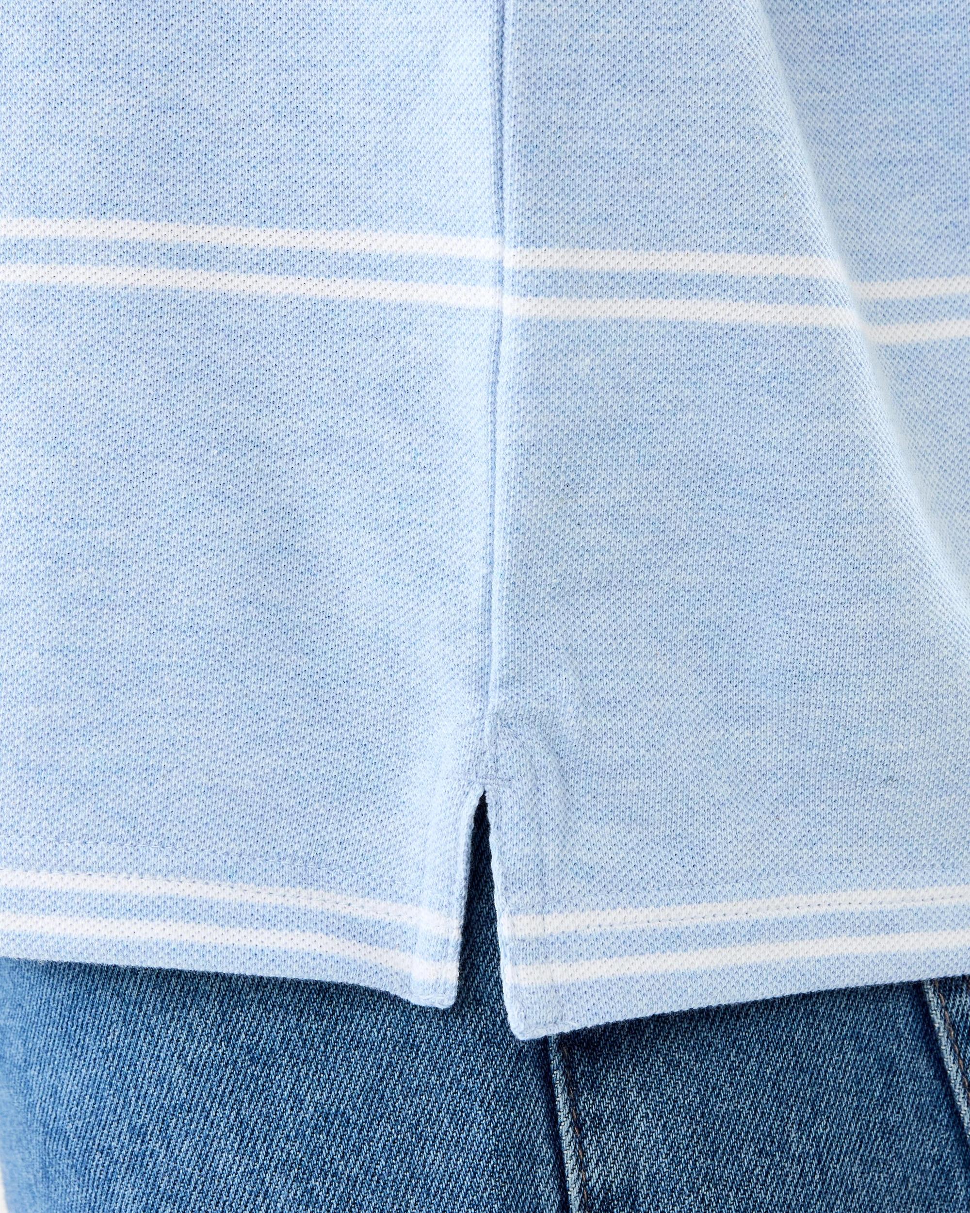 7 Pique Polo Shirt Blu Stripe, 7 of 7