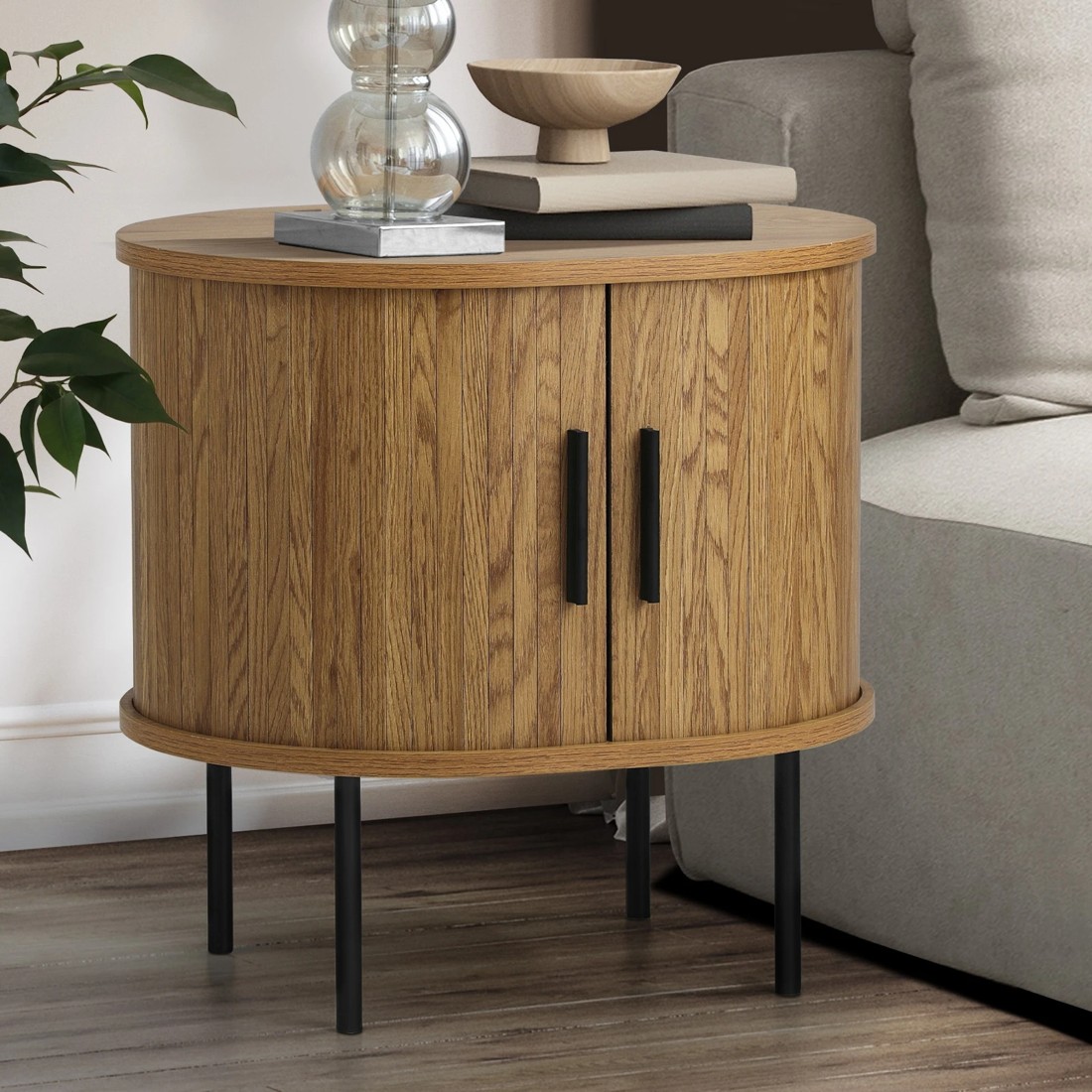 2 Oikiture Bedside Table Side End Tables 2-tier Storage Cabinet
 - Natural, 2 of 10