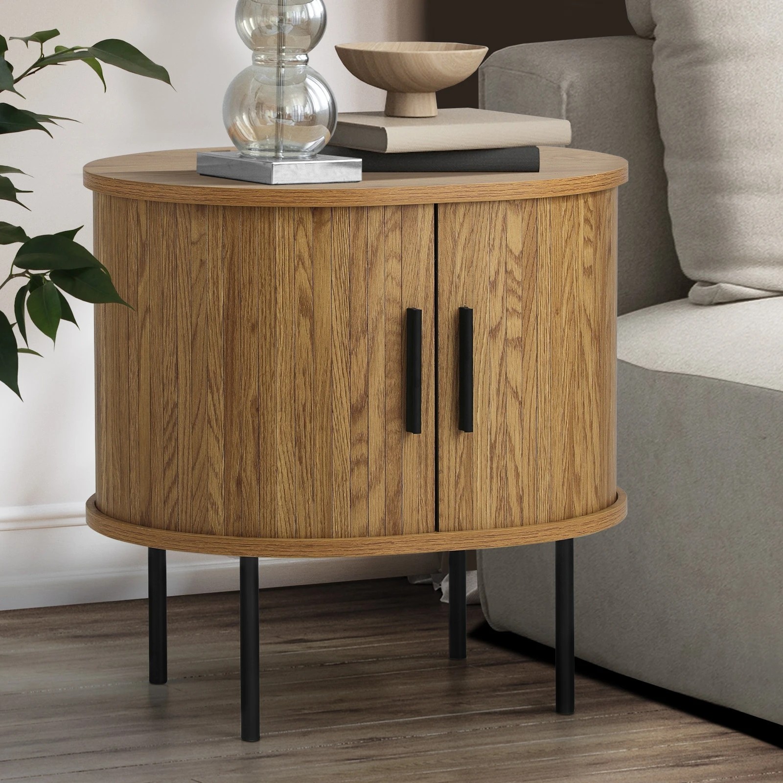 2 Oikiture Bedside Table Side End Tables 2-tier Storage Cabinet
 - Natural, 2 of 10
