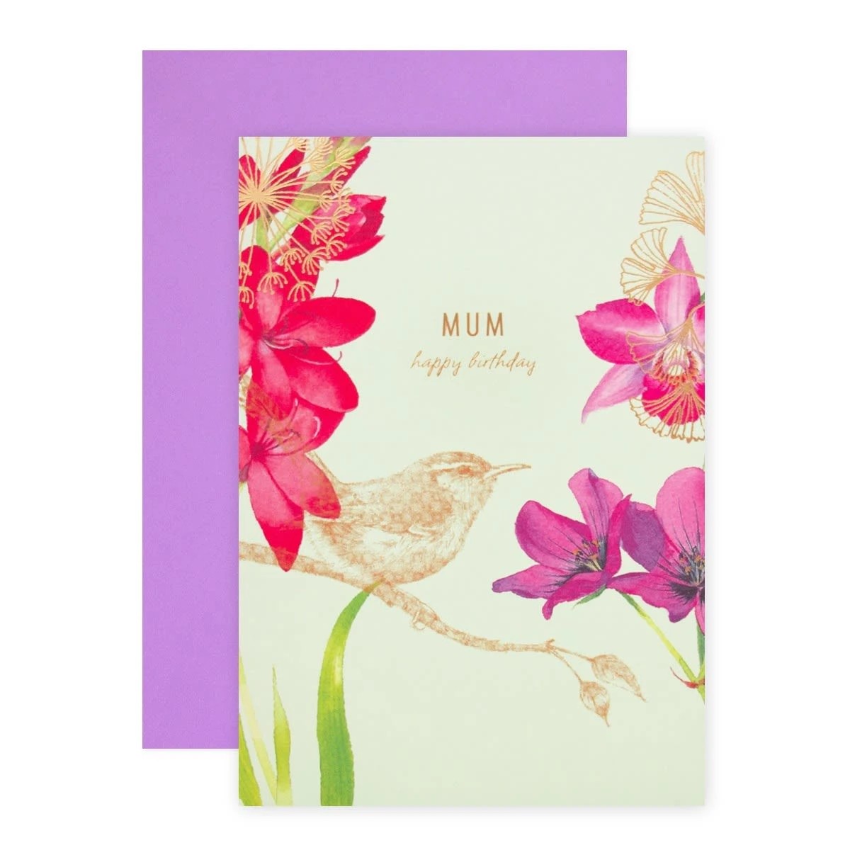 1 Connections from Hallmark Birthday Card for Mum - Bird and Flowers, 1 of 2