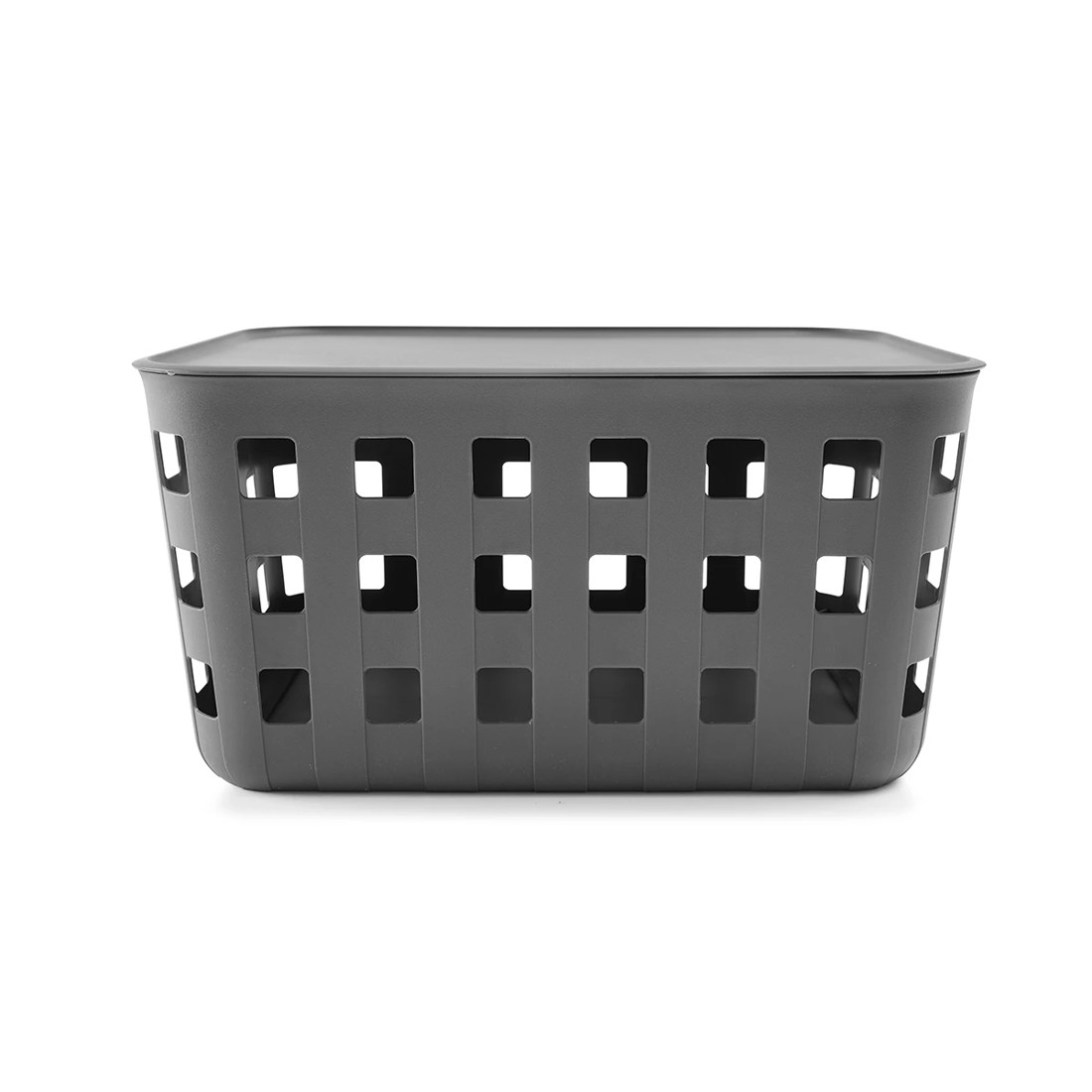 4 28L Rectangle Trellis Basket with Lid - Charcoal, 4 of 9