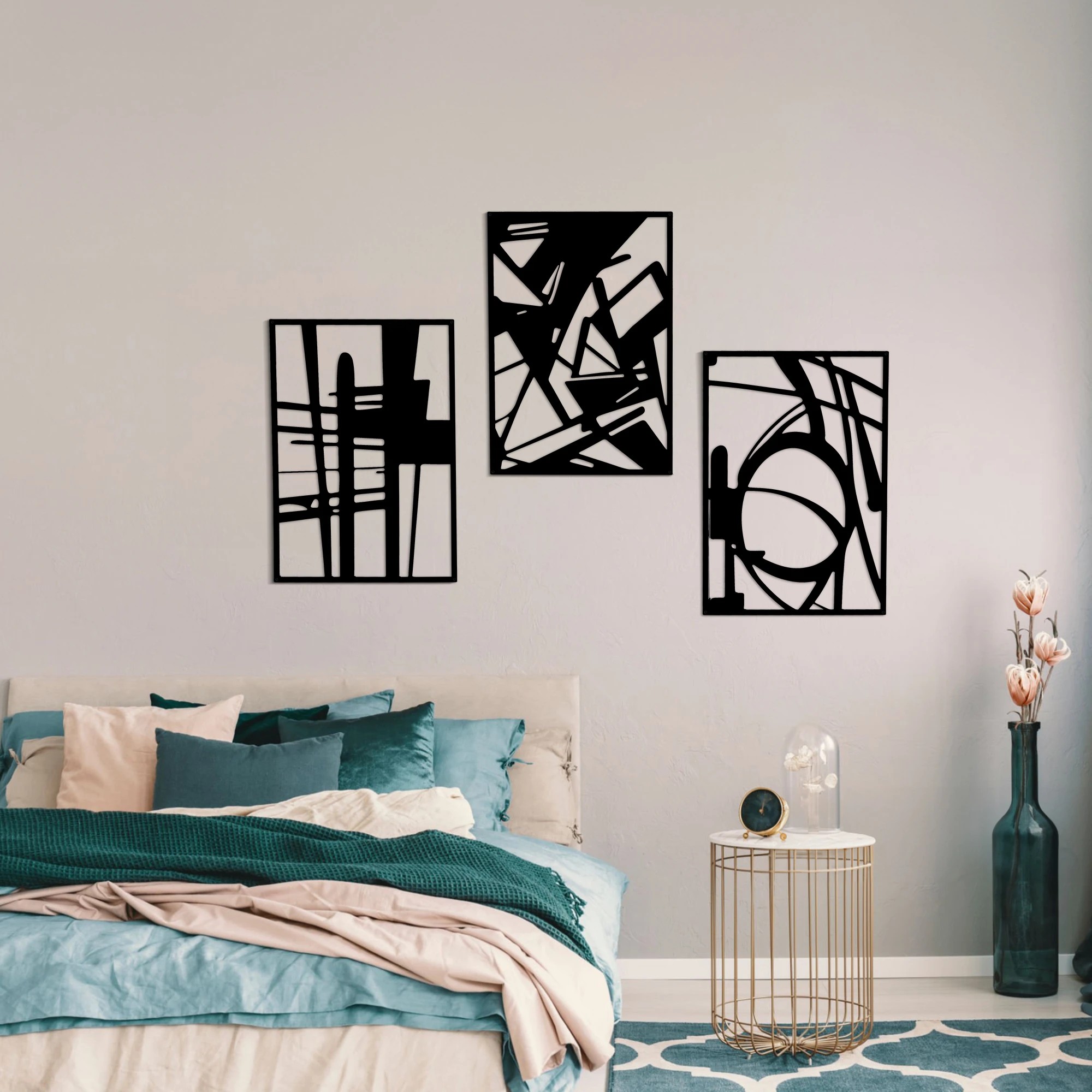 7 Yezi 4Pcs Metal Wall Decor Abstract Lotus Flower, 7 of 9