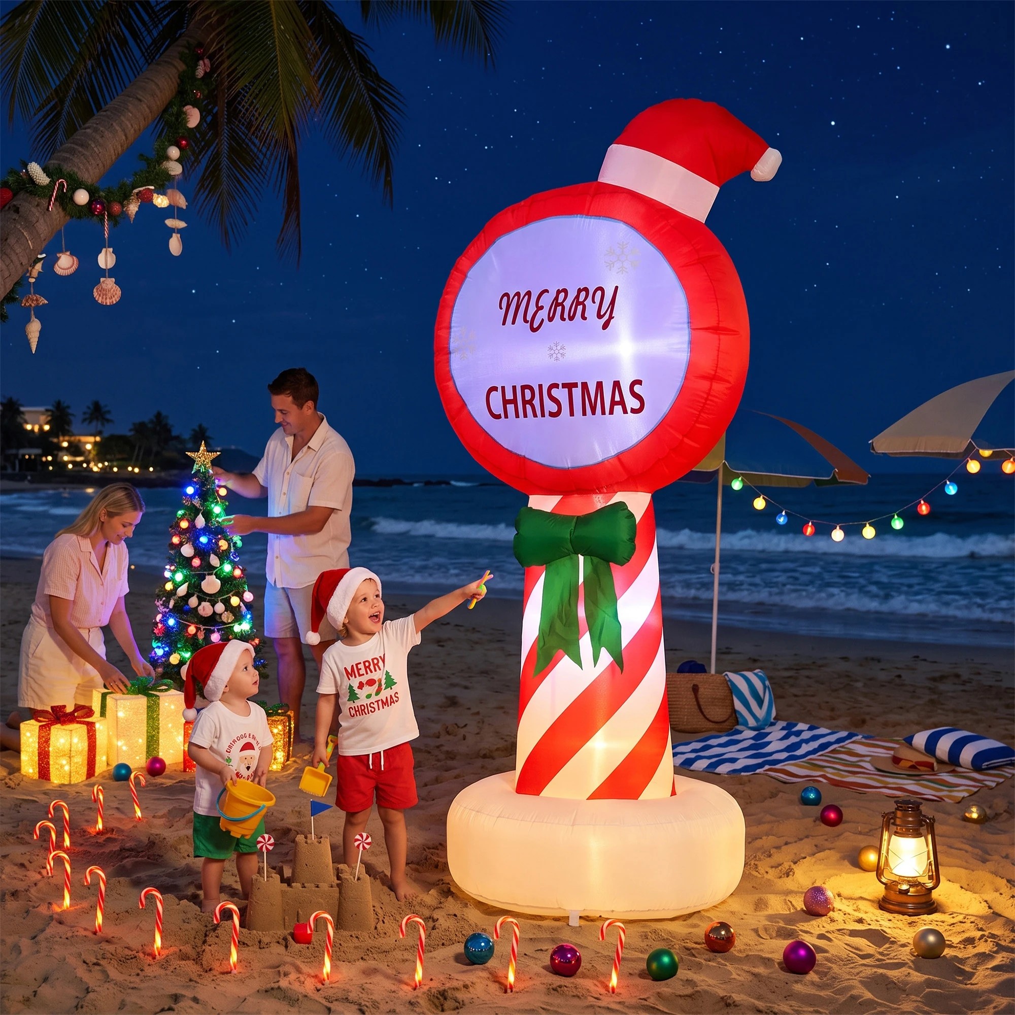 8 Jingle Jollys Christmas Inflatable Pole 1.8M Height LED Outdoor Decorations Illuminated - Red, 8 of 9