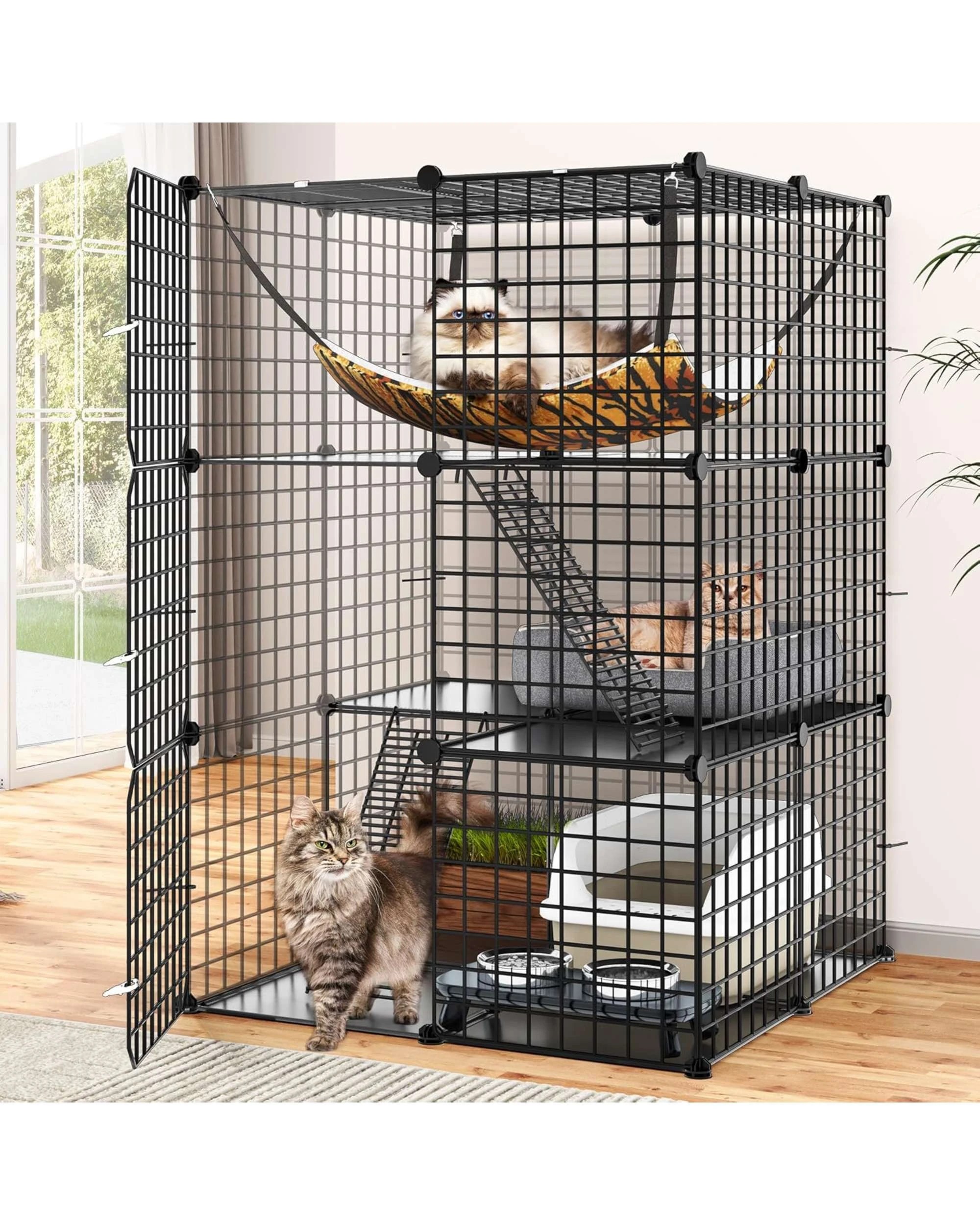 2 Advwin DIY Cat Cage 3 Tier Pet Crate Cat Villa, 2 of 8