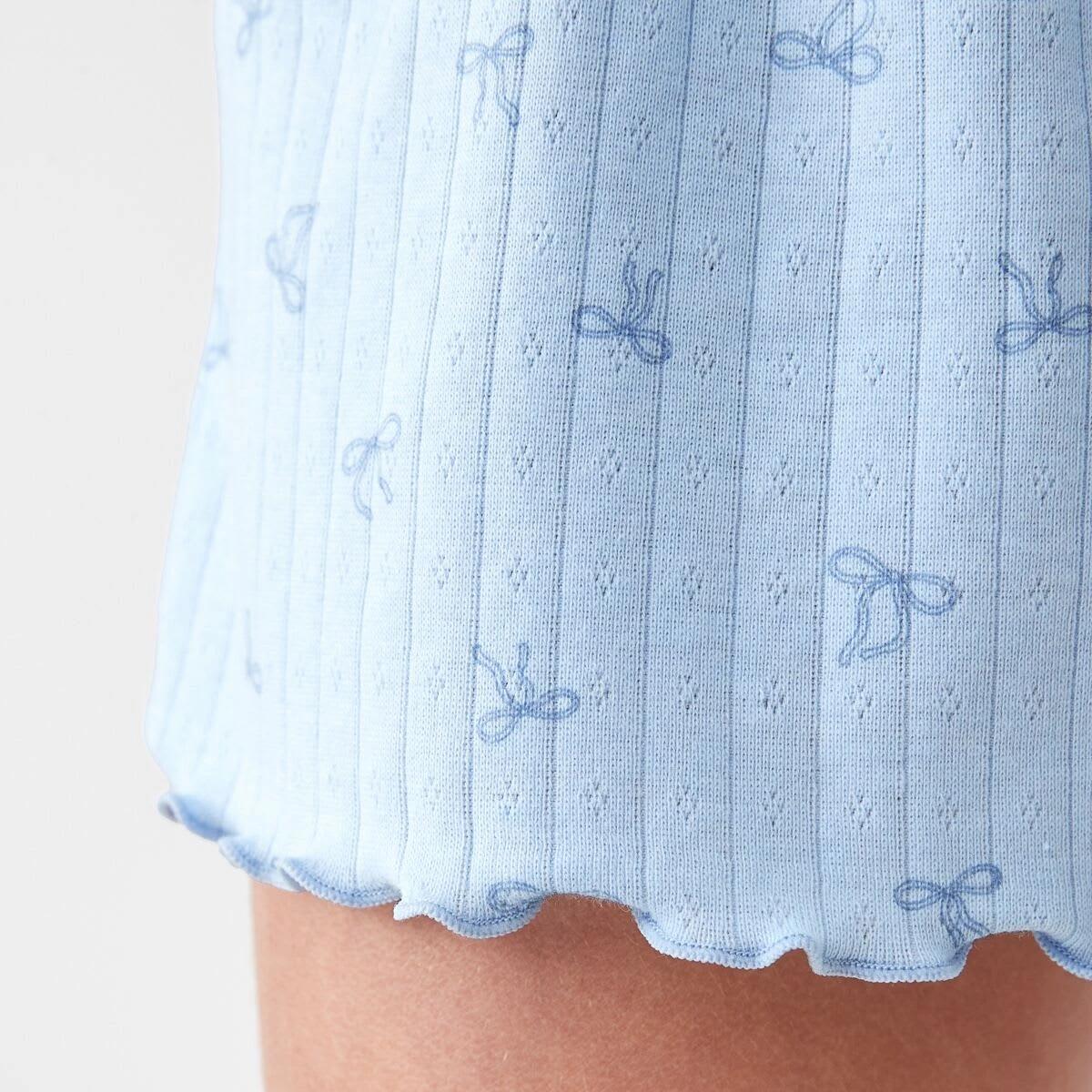 5 Long Sleeve Pointelle Pyjama Set Blu Bows, 5 of 9