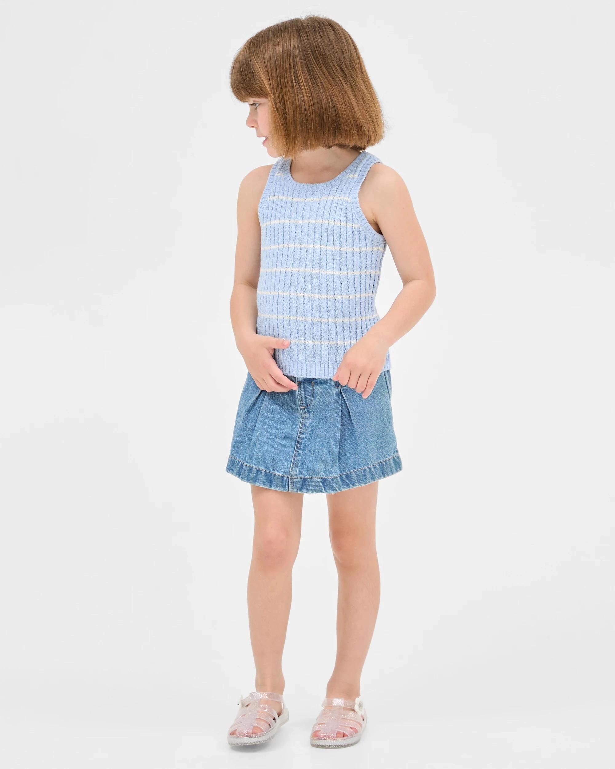 2 Target Australian Cotton Blend Younger Girls Knit Tank BLUE / STRIPE, 2 of 6