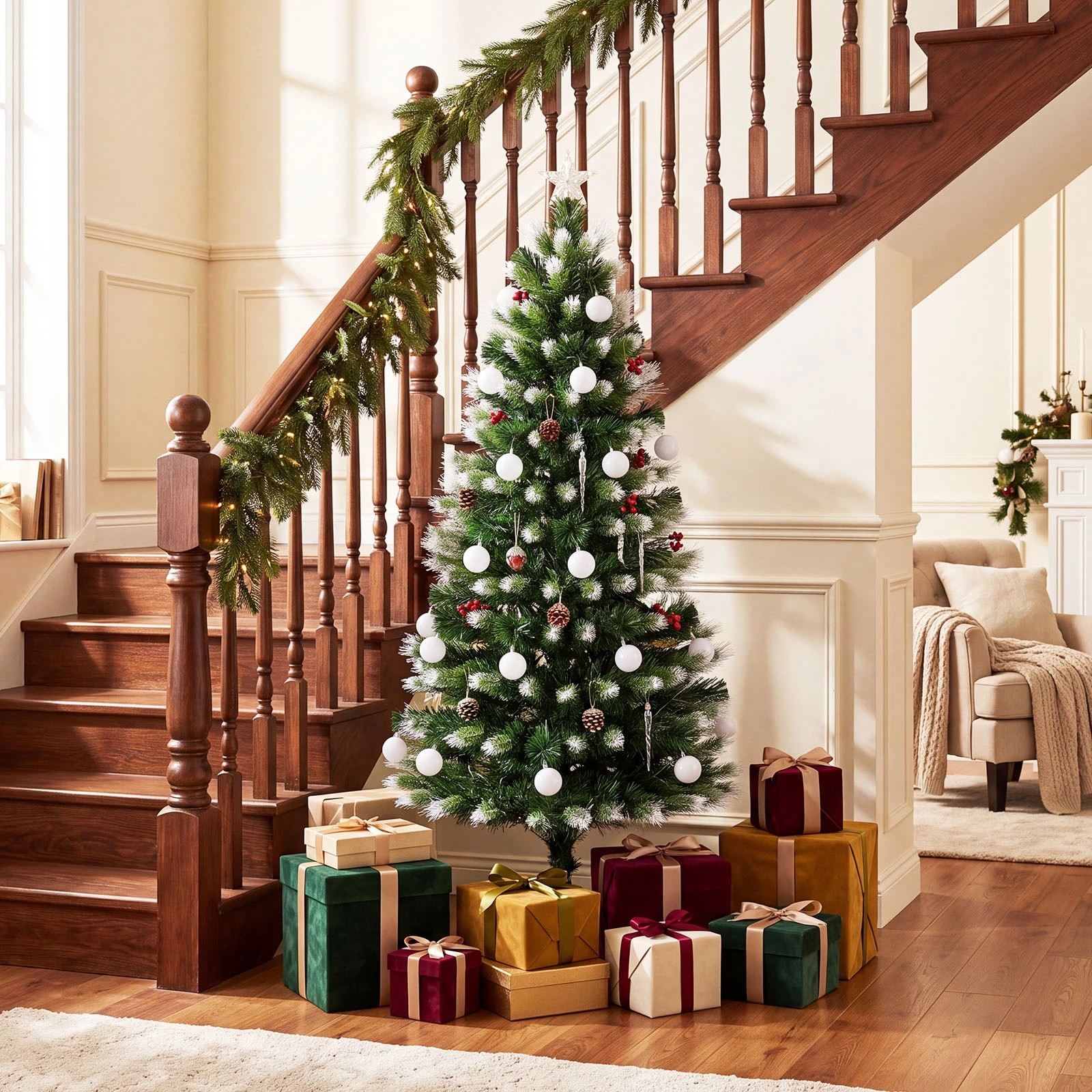 6 Costway 1.5M Artificial Fiber Optic Christmas Tree 28 Warm White LEDs, 6 of 7