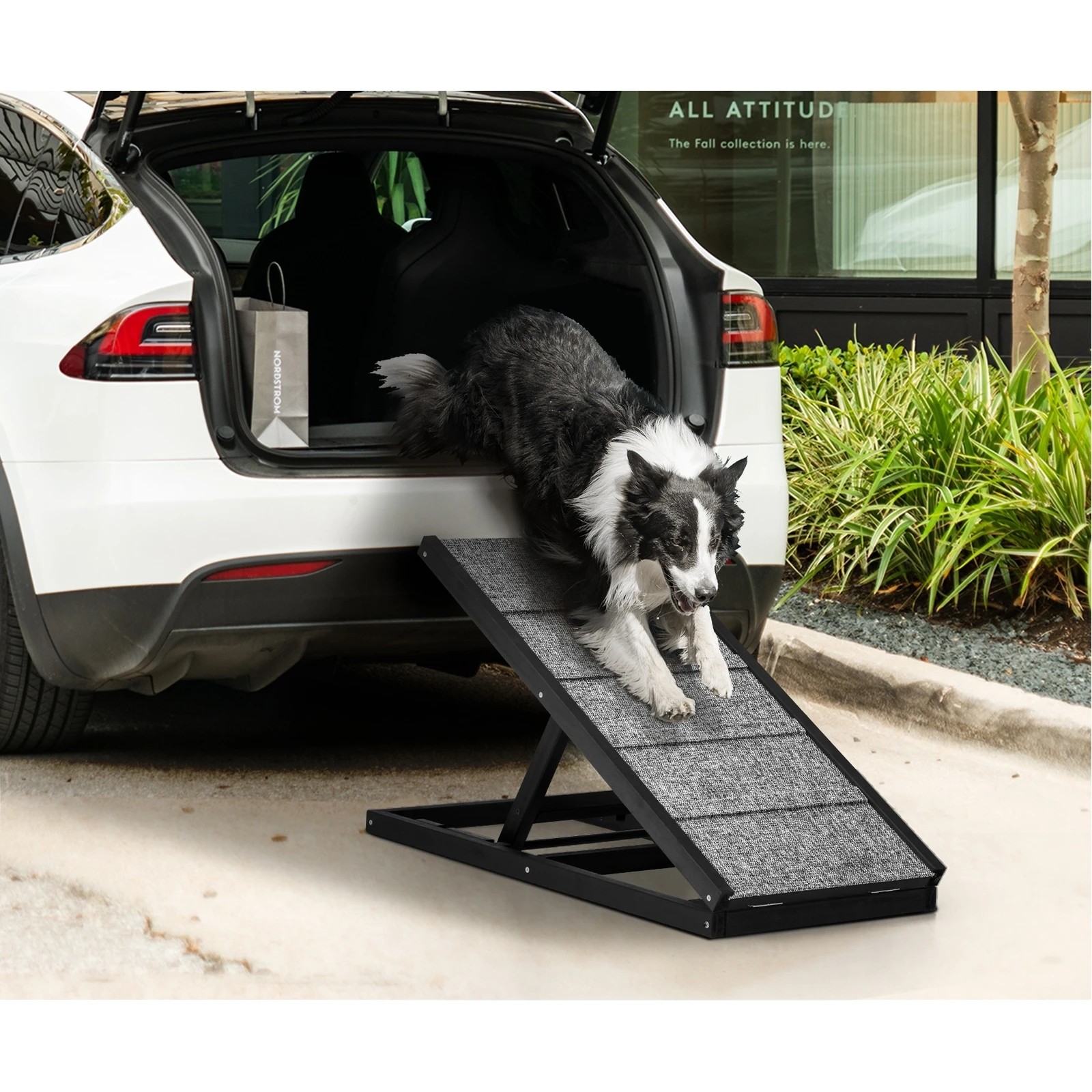 2 Alopet Dog Pet Ramp Adjustable Height Dogs Stairs Bed Sofa Car Foldable 70cm - Black, 2 of 10