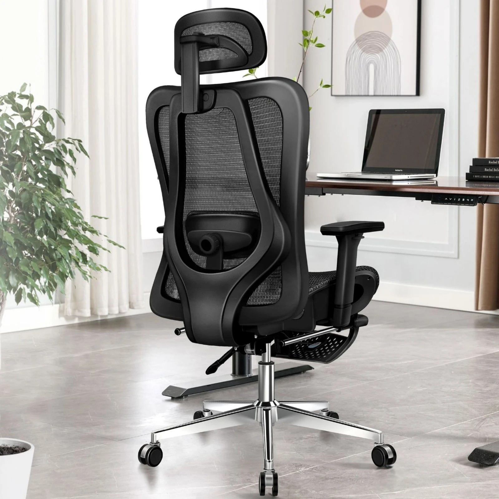 3 Alfordson Office Chair Ergonomic Mesh Seat Executive Work Computer Gaming - Black, 3 of 10