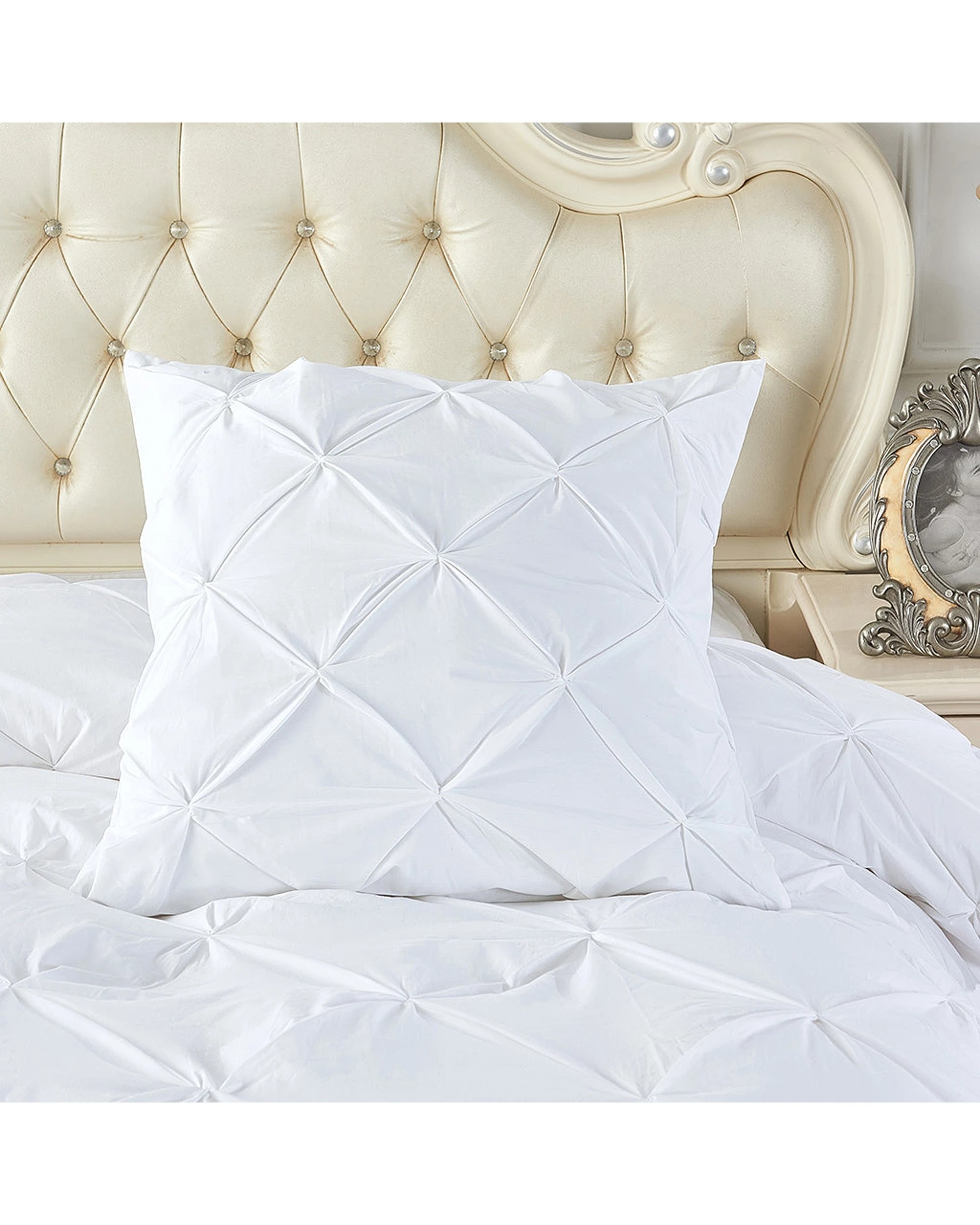 4 Cotton More 2pc Cotton Diamond Pinch Pleated Euro Cushion Cover Set 65x65cm - White, 4 of 5