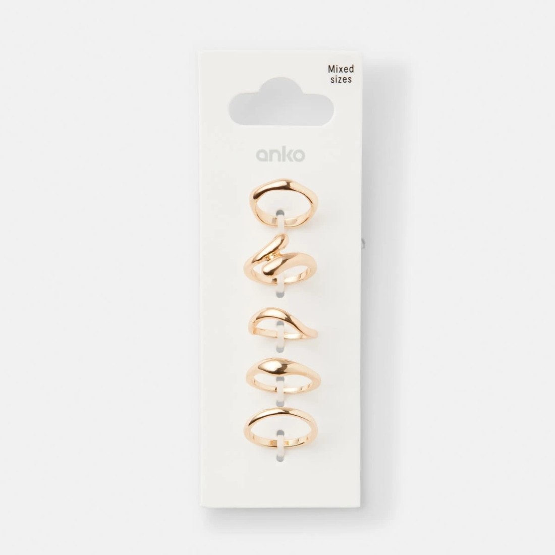 5 5 Pack Teardrop Rings - Gold Tone, 5 of 5