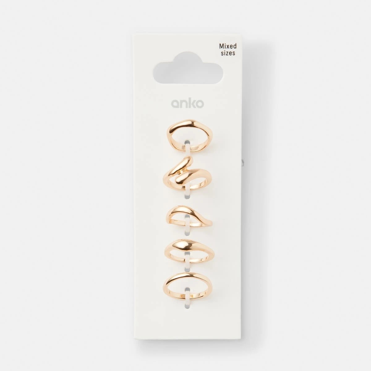 5 5 Pack Teardrop Rings - Gold Tone, 5 of 5