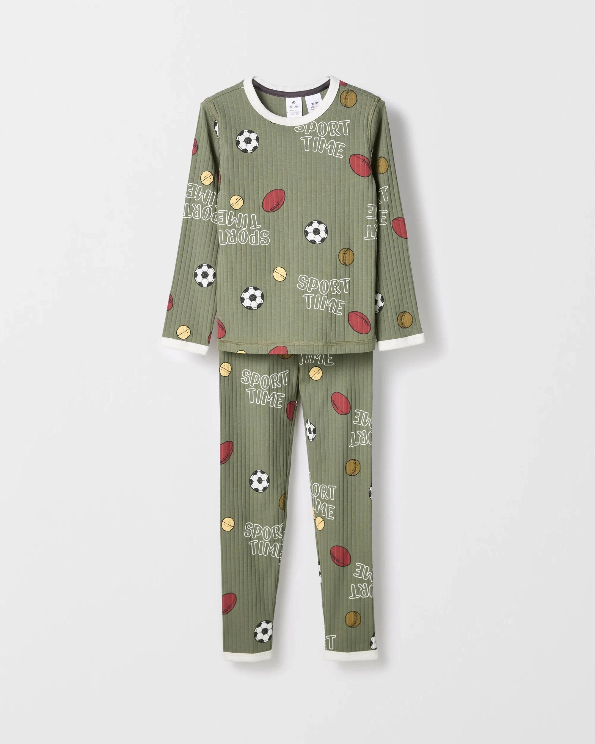 1 Target Kids Australian Cotton Younger Boys Rib Pyjama Set SPORT, 1 of 4