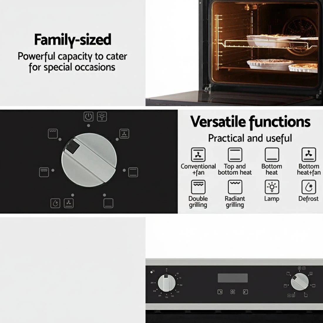 4 Devanti Electric Built In Wall Oven 80L Convection Grill Ovens Stainless Steel - Multi, 4 of 7