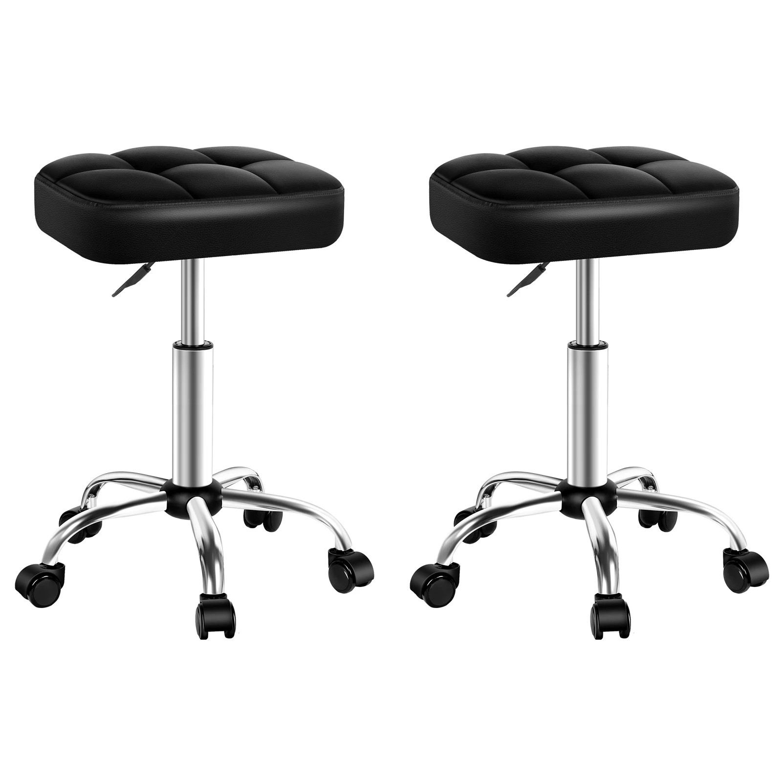 1 Alfordson 2x Salon Stool Square Swivel Barber Hair Dress Chair - Black, 1 of 10