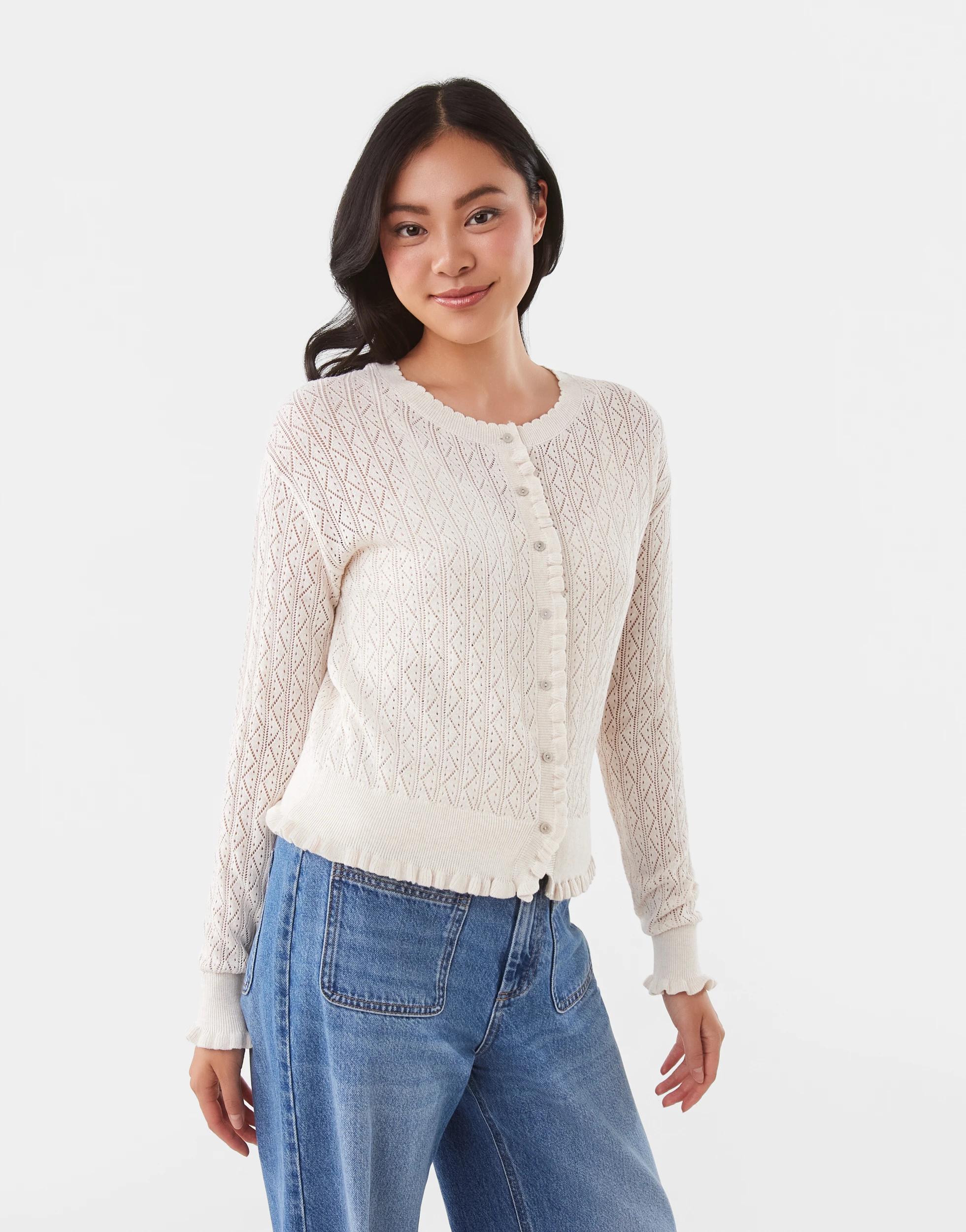 3 Pointelle Cardigan Cld White, 3 of 9