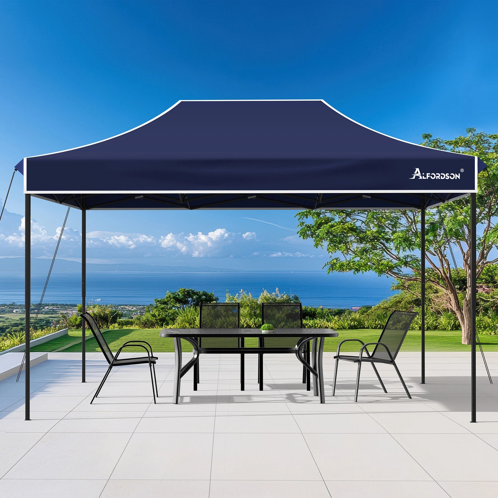 3 Alfordson Gazebo 4.5x3m Pop Up Marquee 600D Oxford Folding Outdoor Tent - Blue, 3 of 10