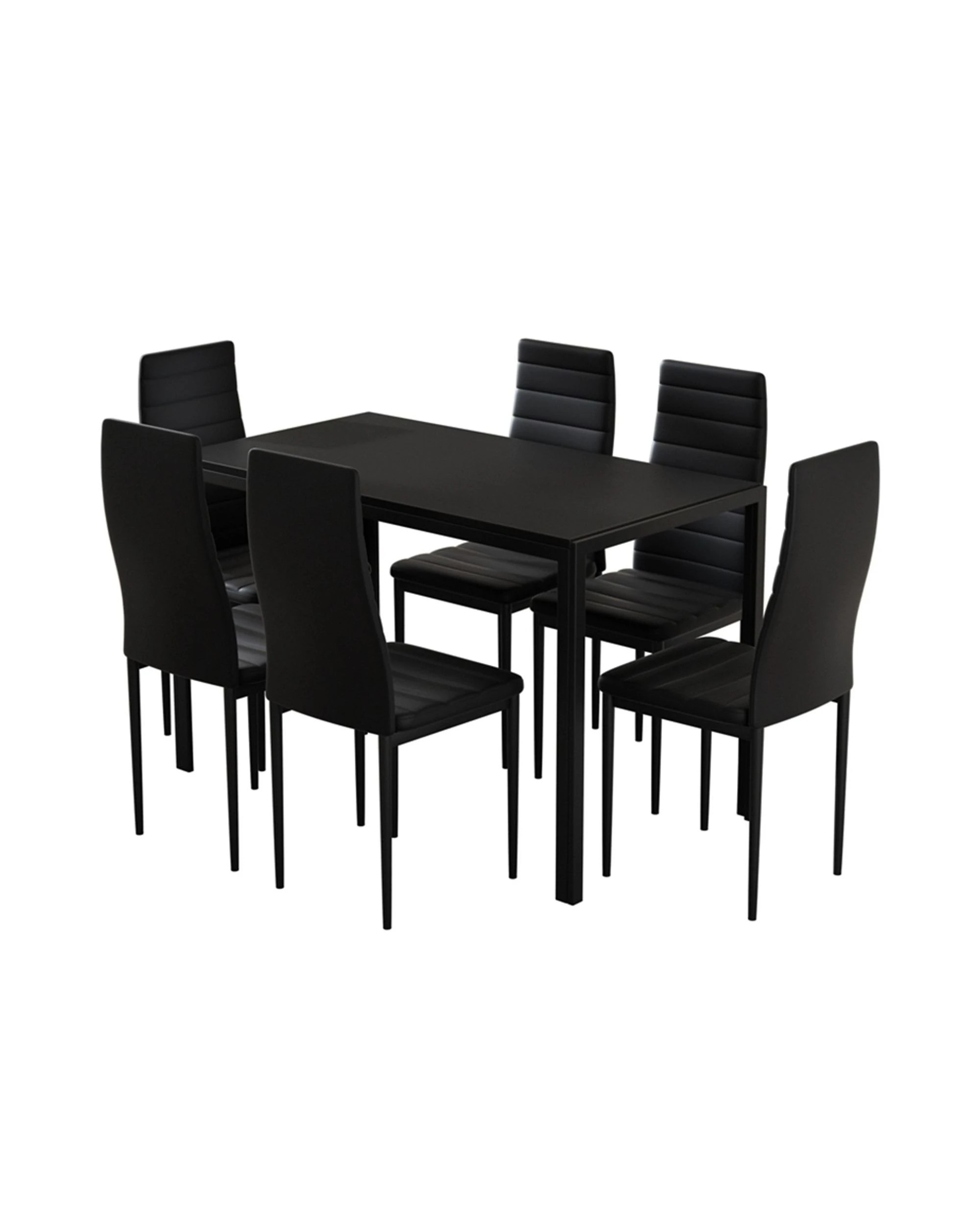1 Artiss Dining Chairs and Table Dining Set 6 Chair Set Of 7 - Black, 1 of 6