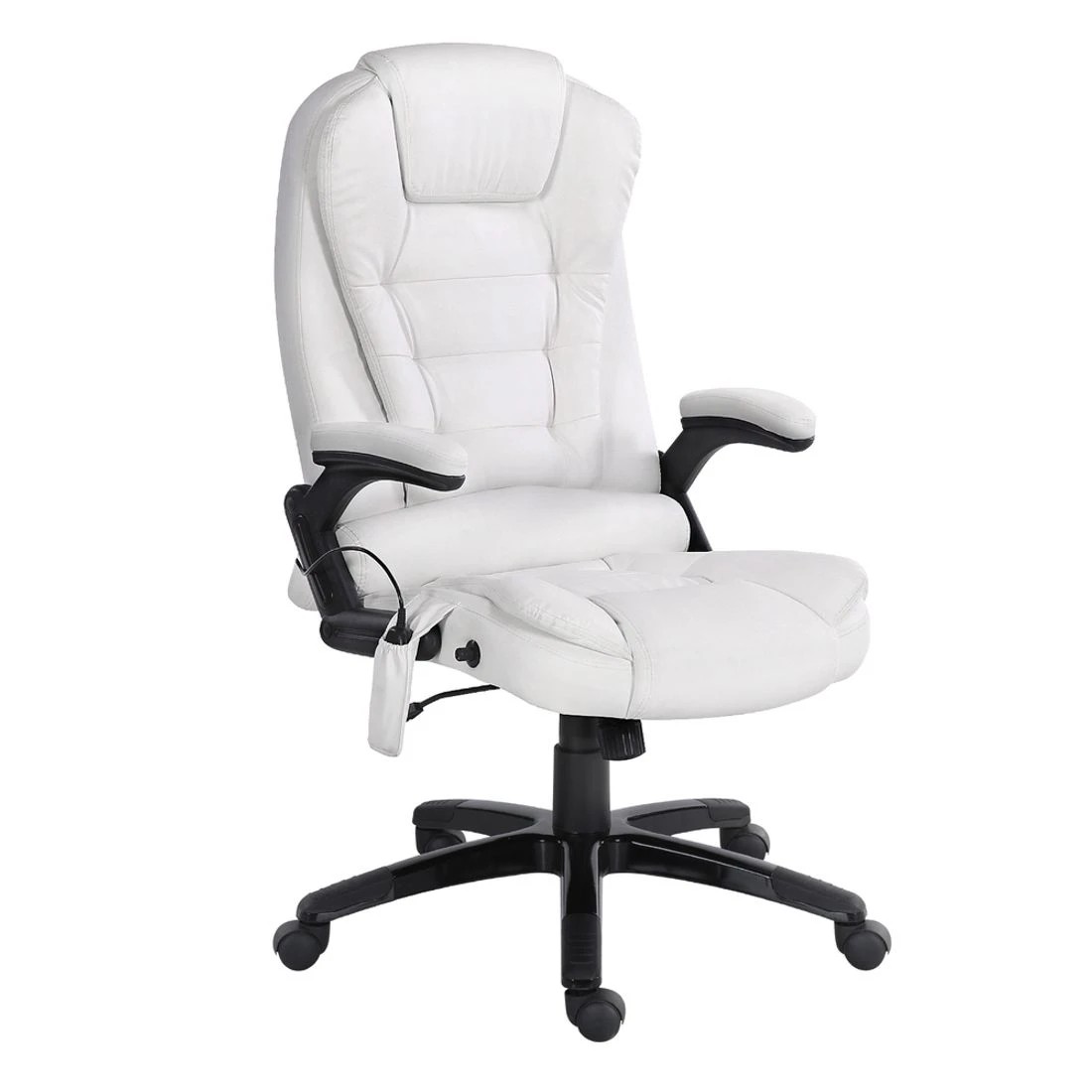 1 Artiss 8 Point Massage Office Chair Heated Seat Recliner - White, 1 of 10