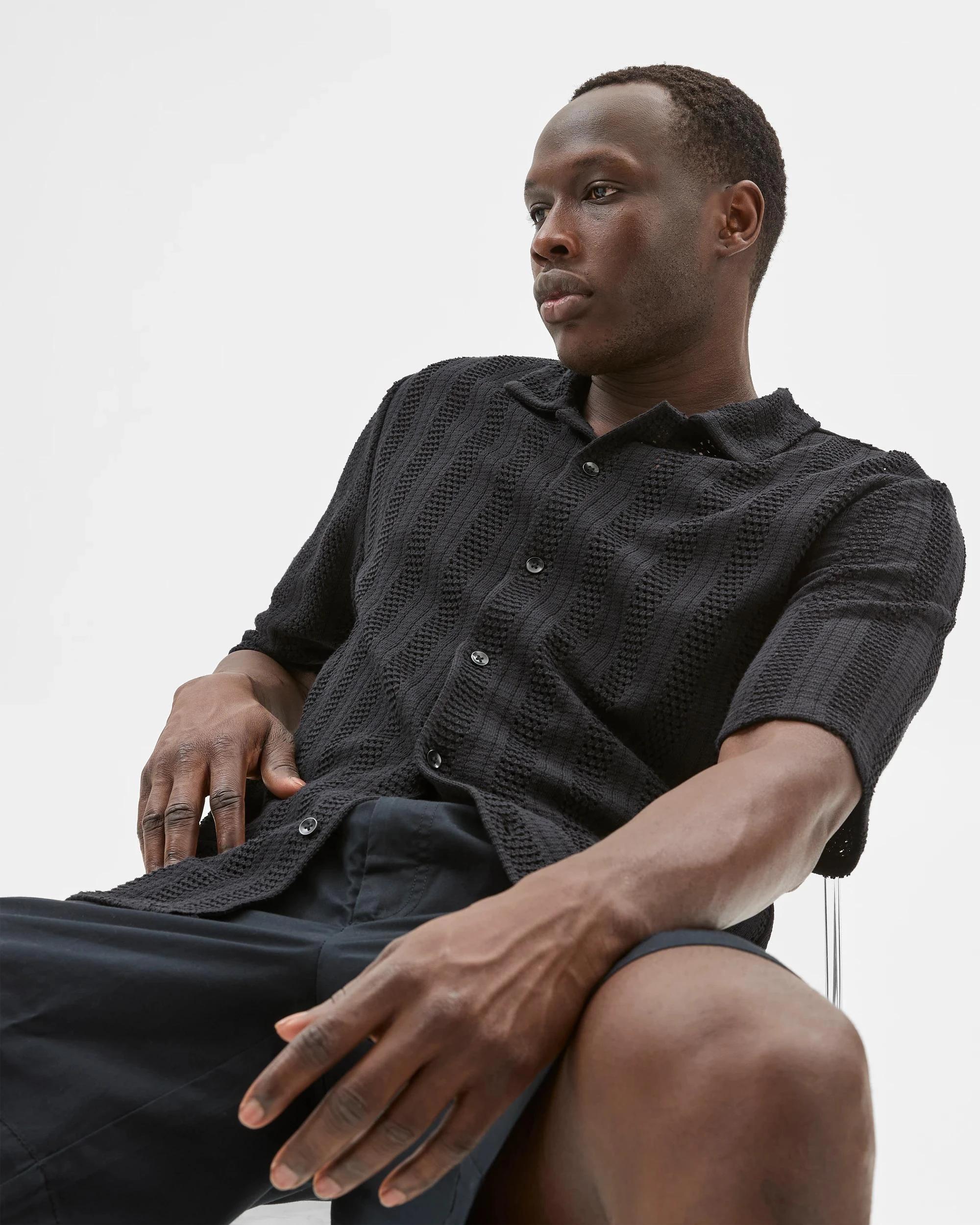 6 Australian Cotton Blend Knit Resort Shirt - Commons BLACK, 6 of 8