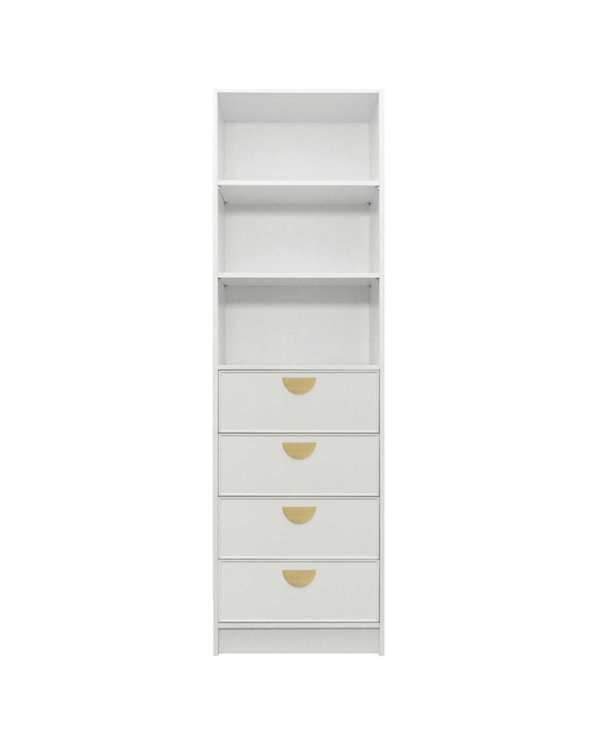 1 European Cabinetry Malmo Slim Panel Walk In Wardrobe Brass Half Moon Handle - White, 1 of 2