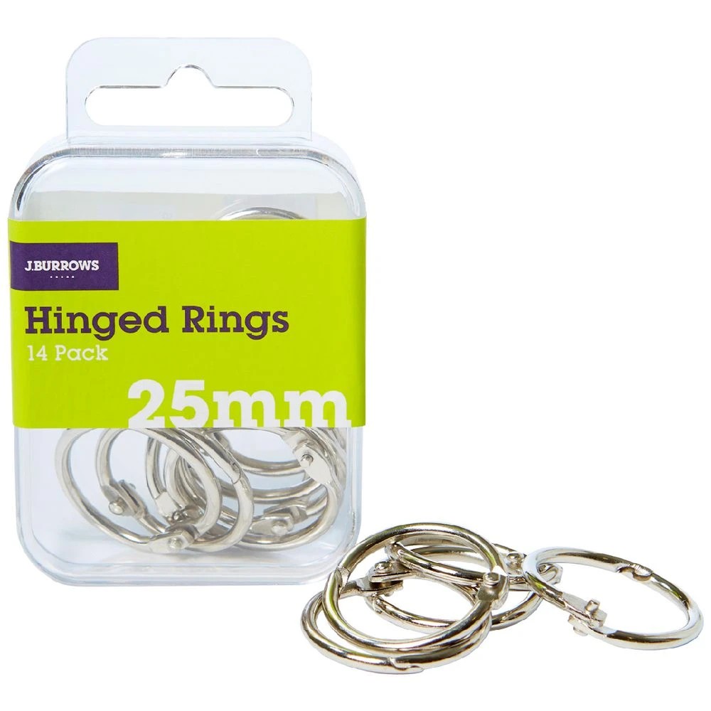 1 J.Burrows 25mm Hinged Rings Silver 14 Pack, 1 of 3