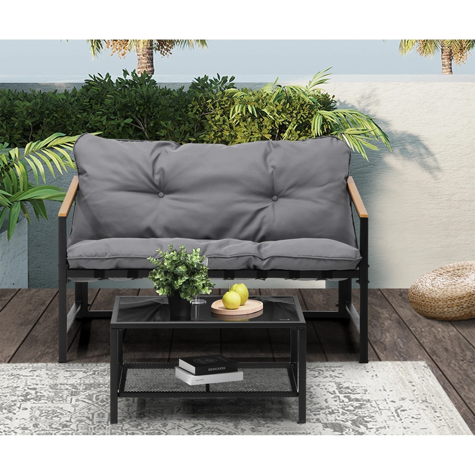 9 Livsip 2 Piece Outdoor Patio Sofa Set Garden Lounge Setting Furniture
 - Multi, 9 of 10