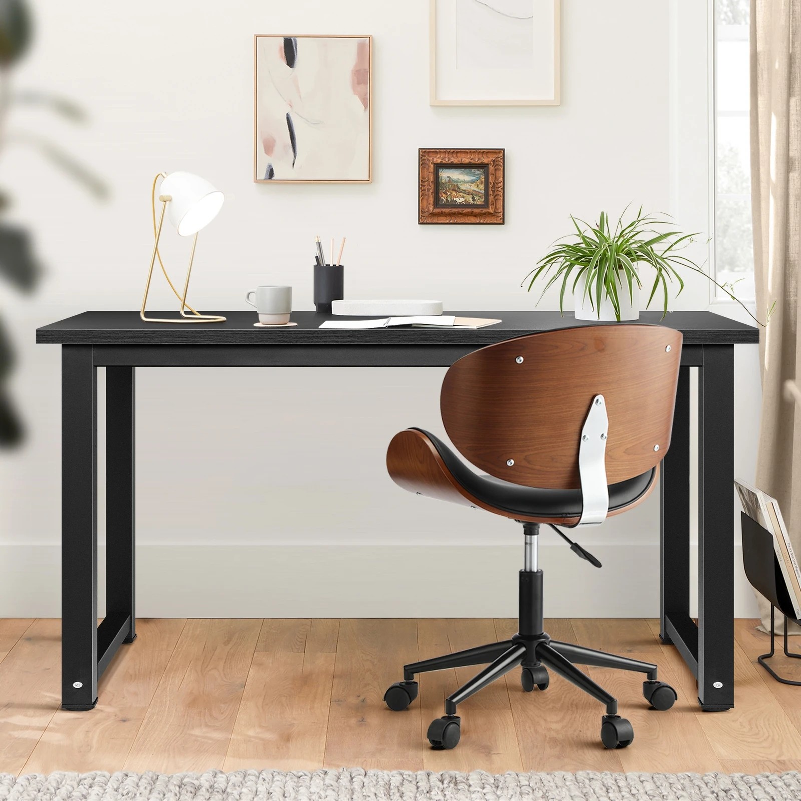 3 Oikiture Computer Desk Home Office Table Study Workstation Laptop Desks 120cm
 - Black, 3 of 7