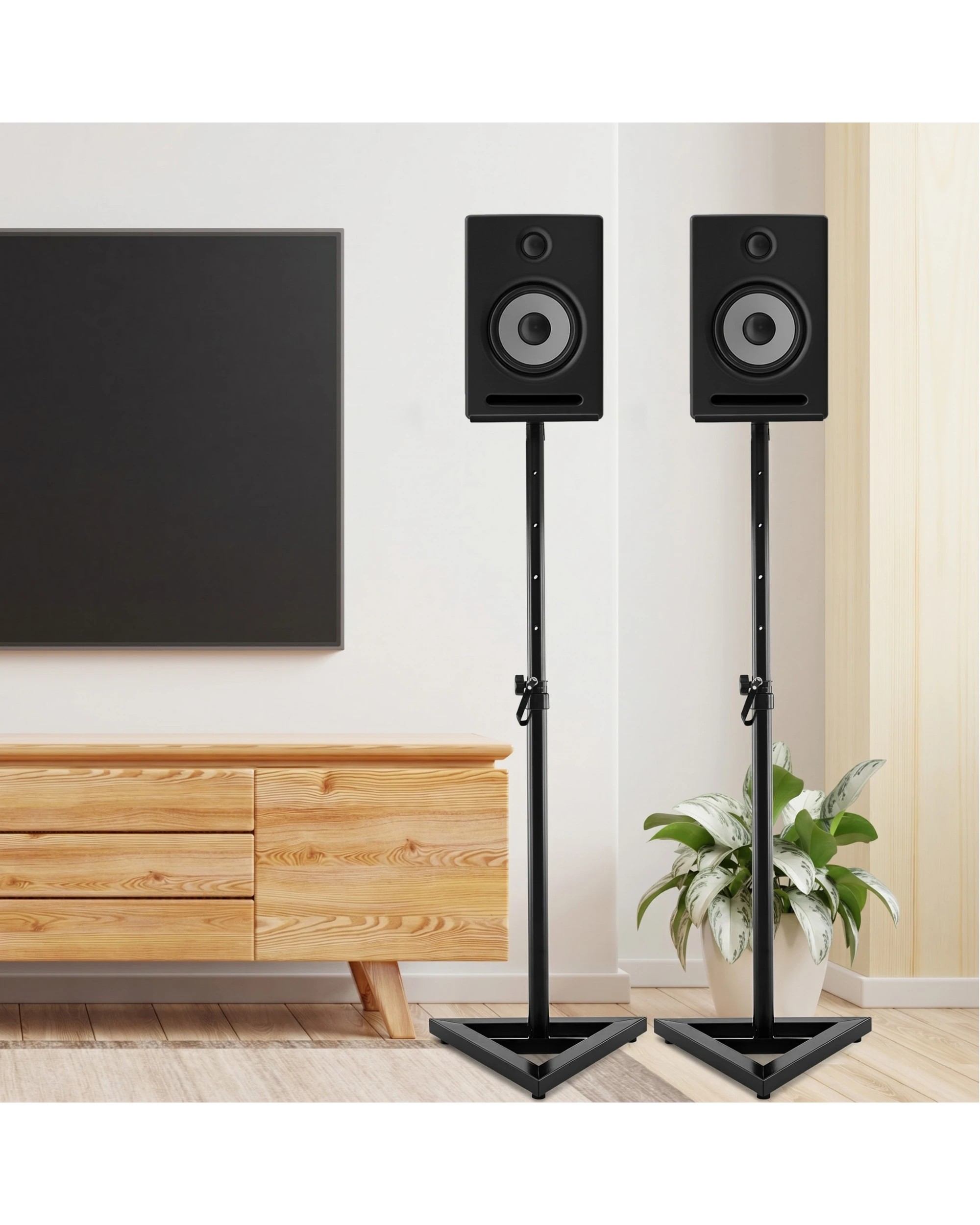 2 Karrera Adjustable Floor Speaker Stand Surround Sound - Black, 2 of 10