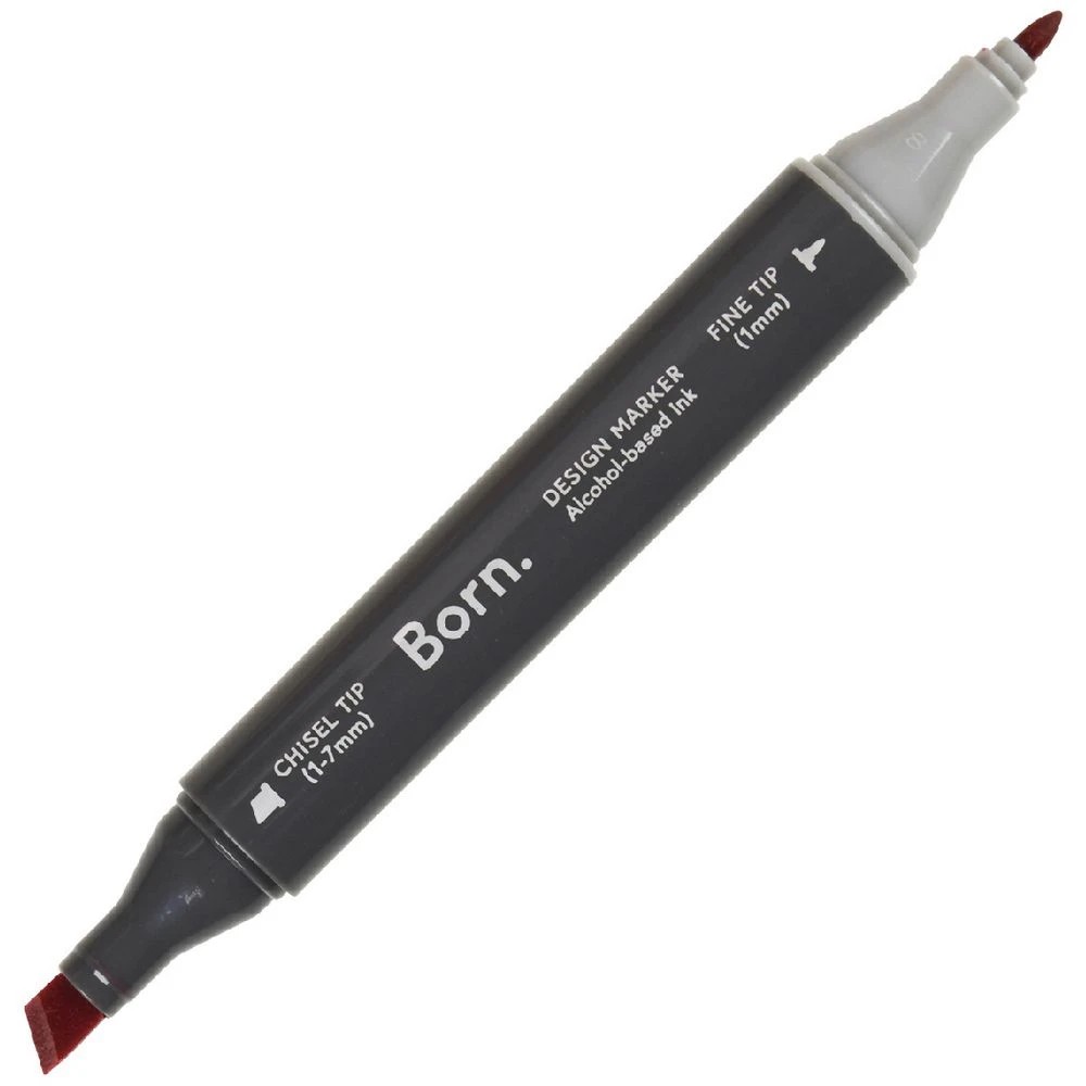 1 Born Professional Dual-Tip Artist Marker Deep Red R872, 1 of 4